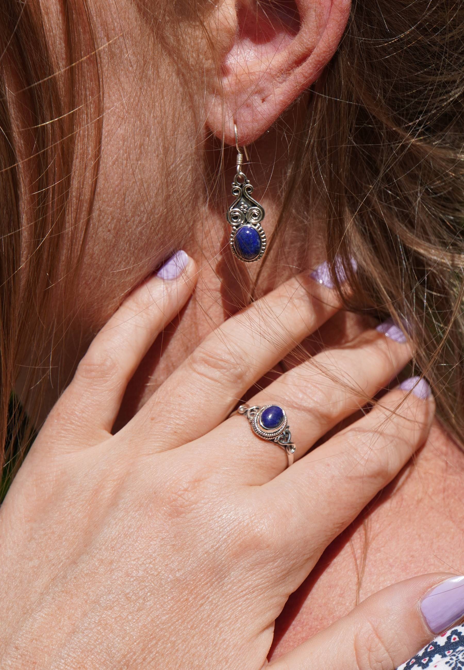 mantraroma Schmuckset 925er Silber mit Lapis Lazuli (Schmuckset aus 925 Sil günstig online kaufen