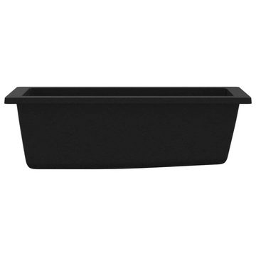 vidaXL Granitspüle Küchenspüle mit Überlauf Schwarz Granit, 46/22 cm