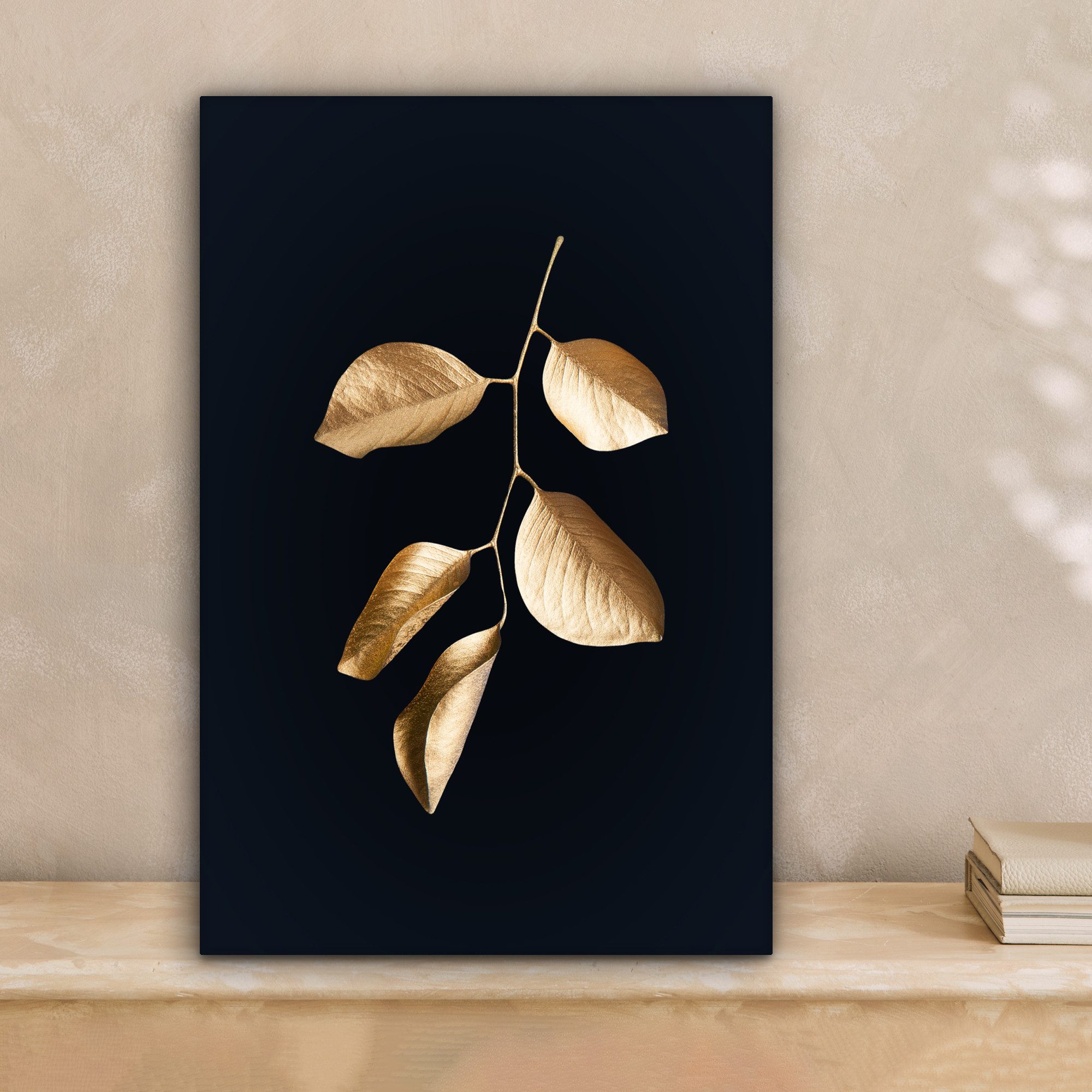 OneMillionCanvasses® Leinwandbild Blätter - Schwarz und günstig online kaufen