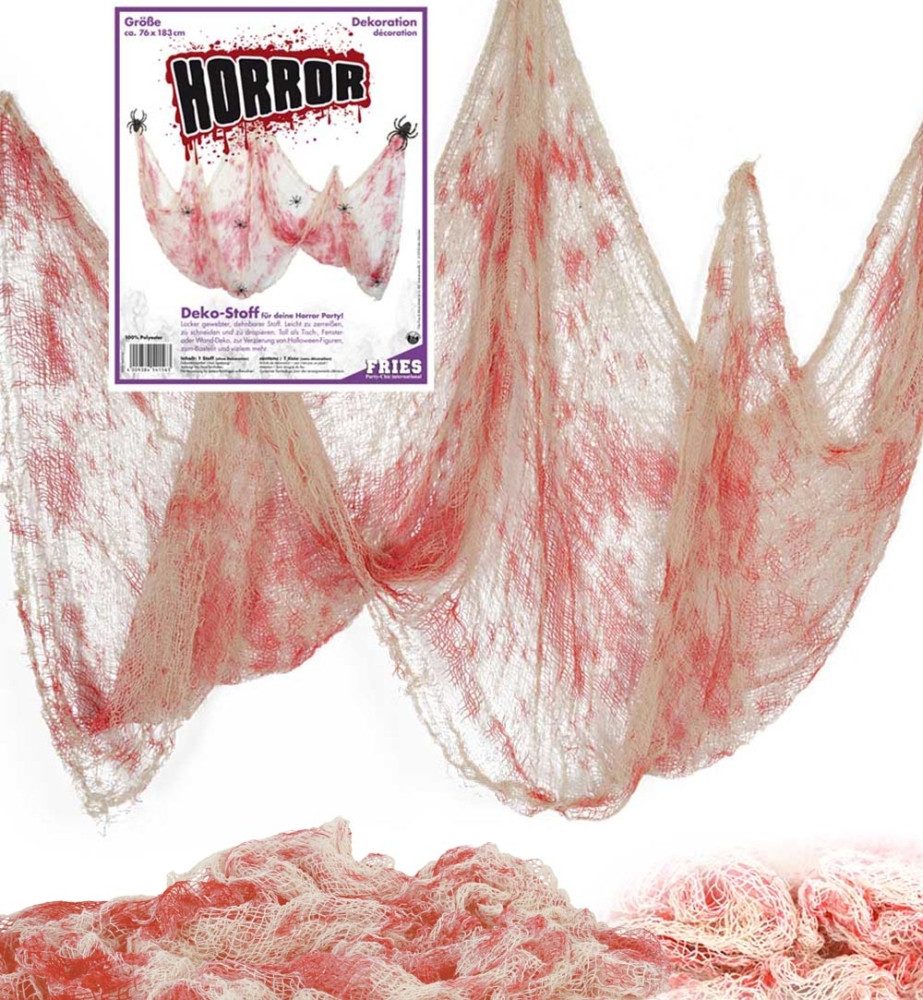 Fries Stoff XXL Horror Halloween Deko Stoff Blut Party 183 x 76 Basteln Wand Deko