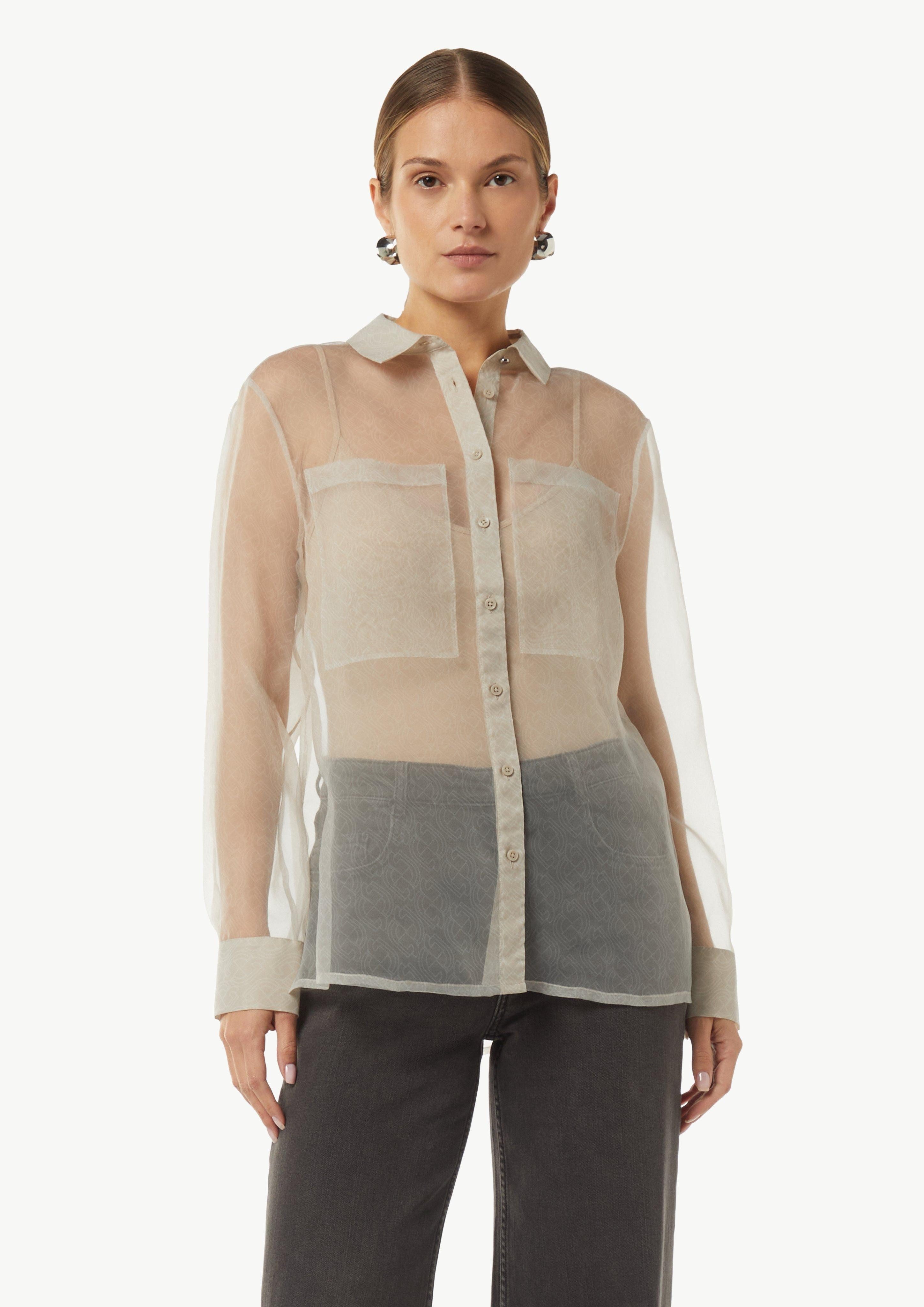 Langarmbluse Transparente Hemdbluse aus Organza