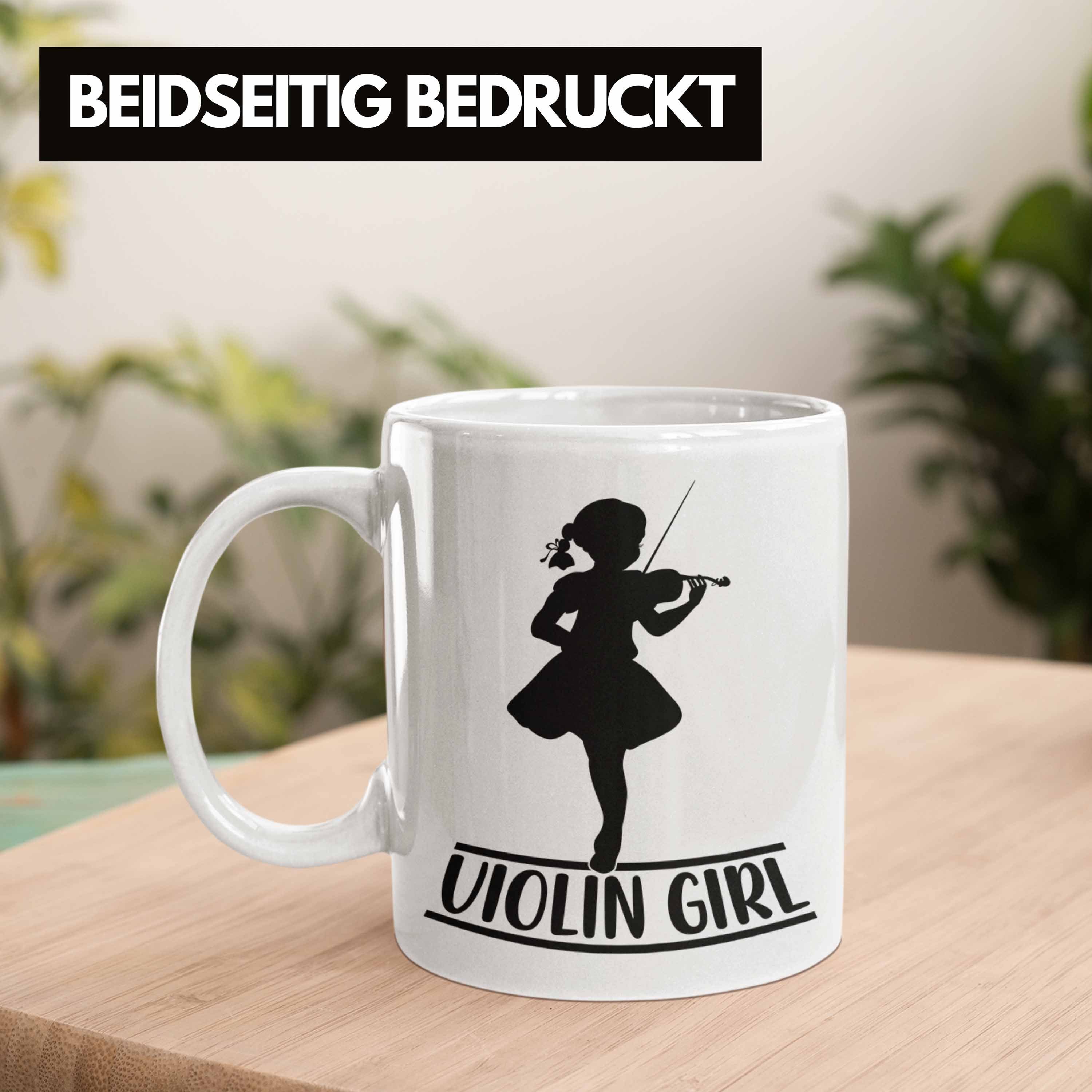 Tasse Geigenspielerin Geigen Tasse Geschenk Spru Trendation Kaffee-Becher Weiss Geigenspieler