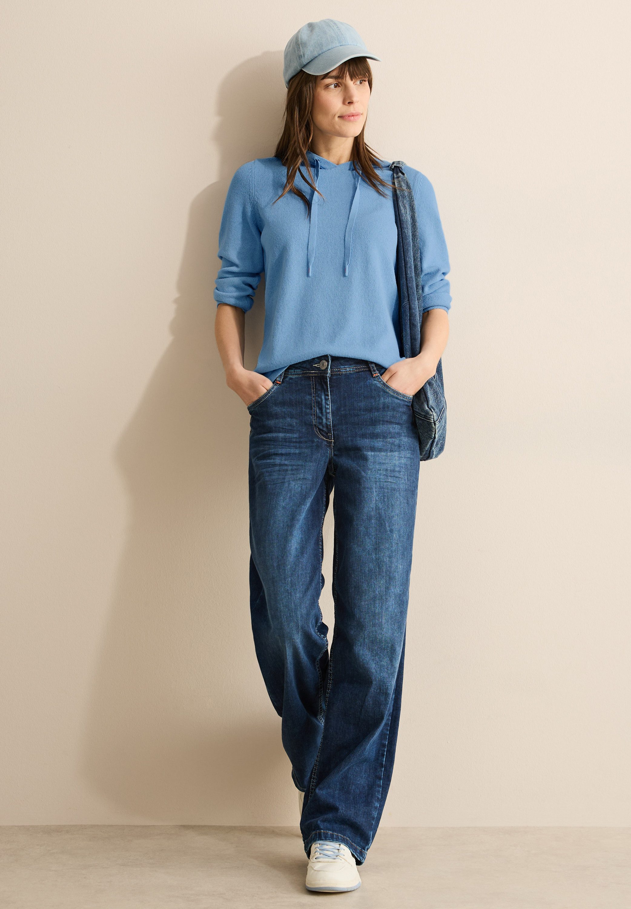 CECIL Strickpullover mit Kapuze und Tunnelzug