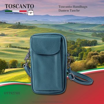 Toscanto Handtasche Toscanto Damen Umhängetasche Handtasche (Umhängetasche), Damen Umhängetasche, Handtasche Leder, hellblau ca. 12cm x ca. 20cm