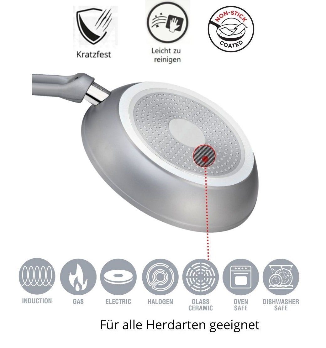Cheffinger Pfannen-Set Bratpfanne Pfannen Set 3-tlg beschichtet Induktion Cheffinger Silber, Aluminium – Bild 2 von 4