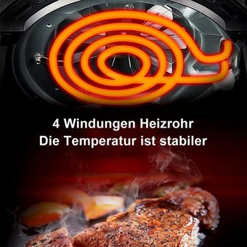 Kpaloft Heißluftfritteuse 6L Airfryer ohne Öl mit LED-Touch-Screen, Mini Backofen, mit 4 automatische Menüs, Einstellbare Zeit/Temperatur, Timer