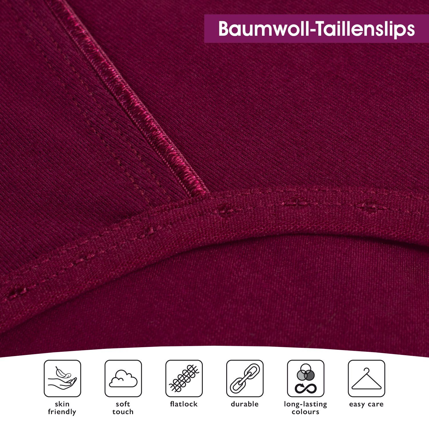 Damen Pack, Taillenslip 6er Baumwolle, celodoro Designs Taillenslip Schwarz versch.