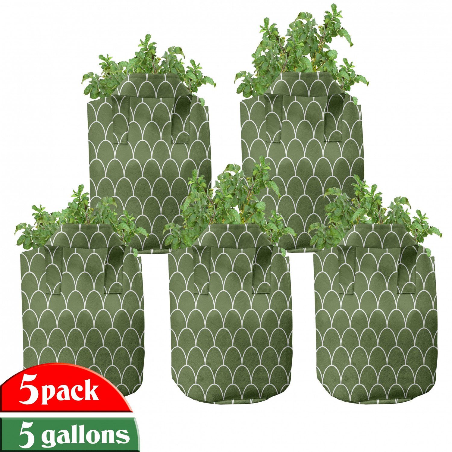 Abakuhaus Pflanzkübel hochleistungsfähig Stofftöpfe mit Griffen wellige Form Geometrische Grün Pflanzen, für