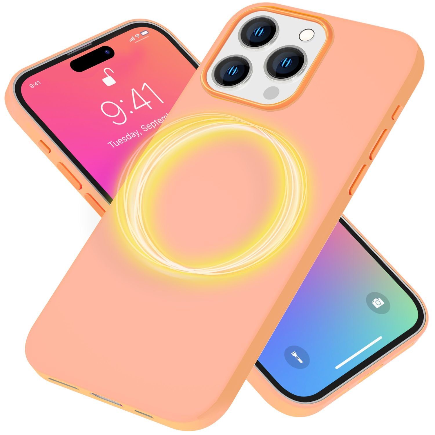 Nalia Smartphone-Hülle Apple iPhone 15 Pro, Liquid Silikon Hülle kompatibel mit MagSafe / Easy Clean Magnet Cover