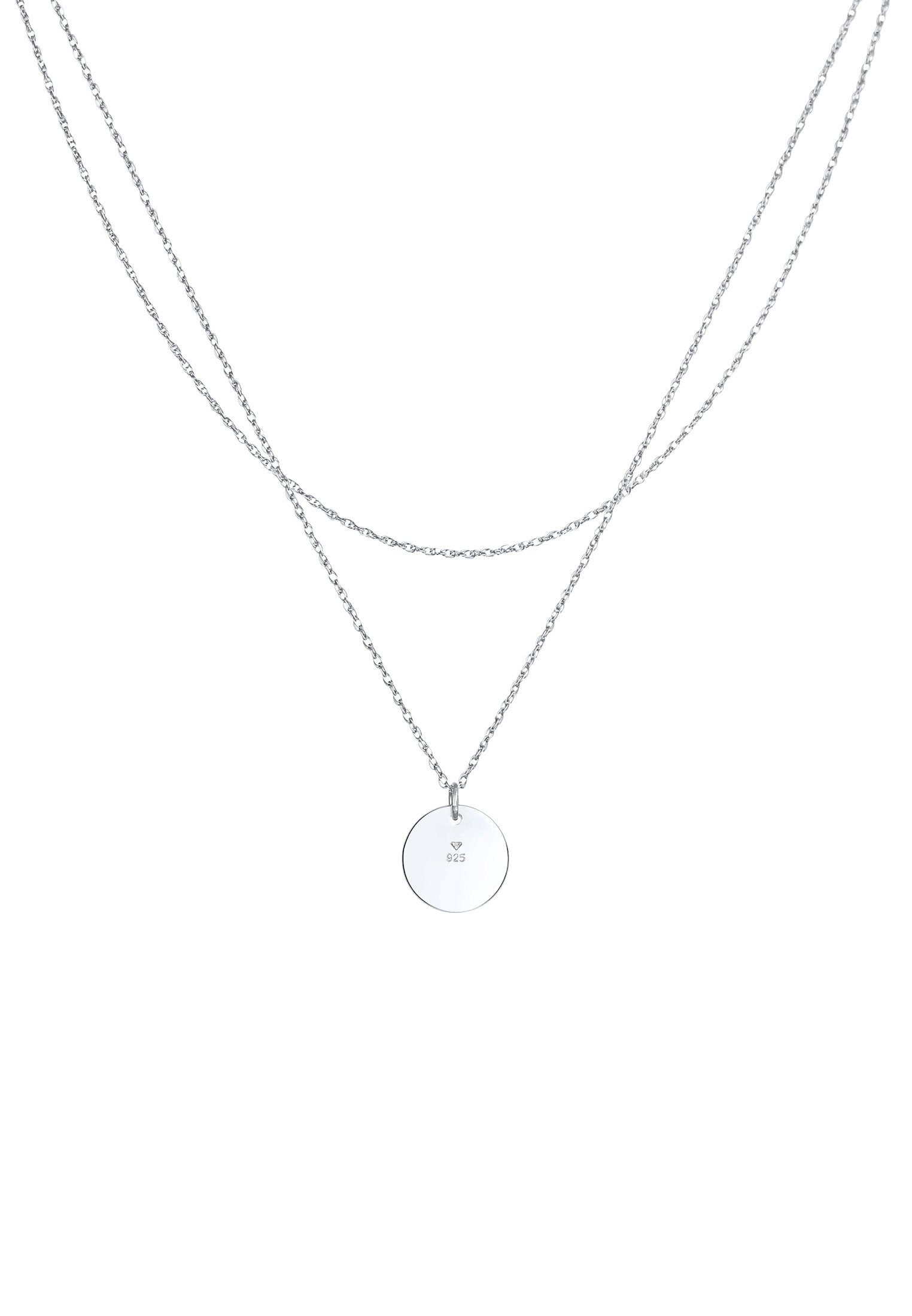 Elli Gliederkette Layering Plättchen Kreis Geo 925 Silber