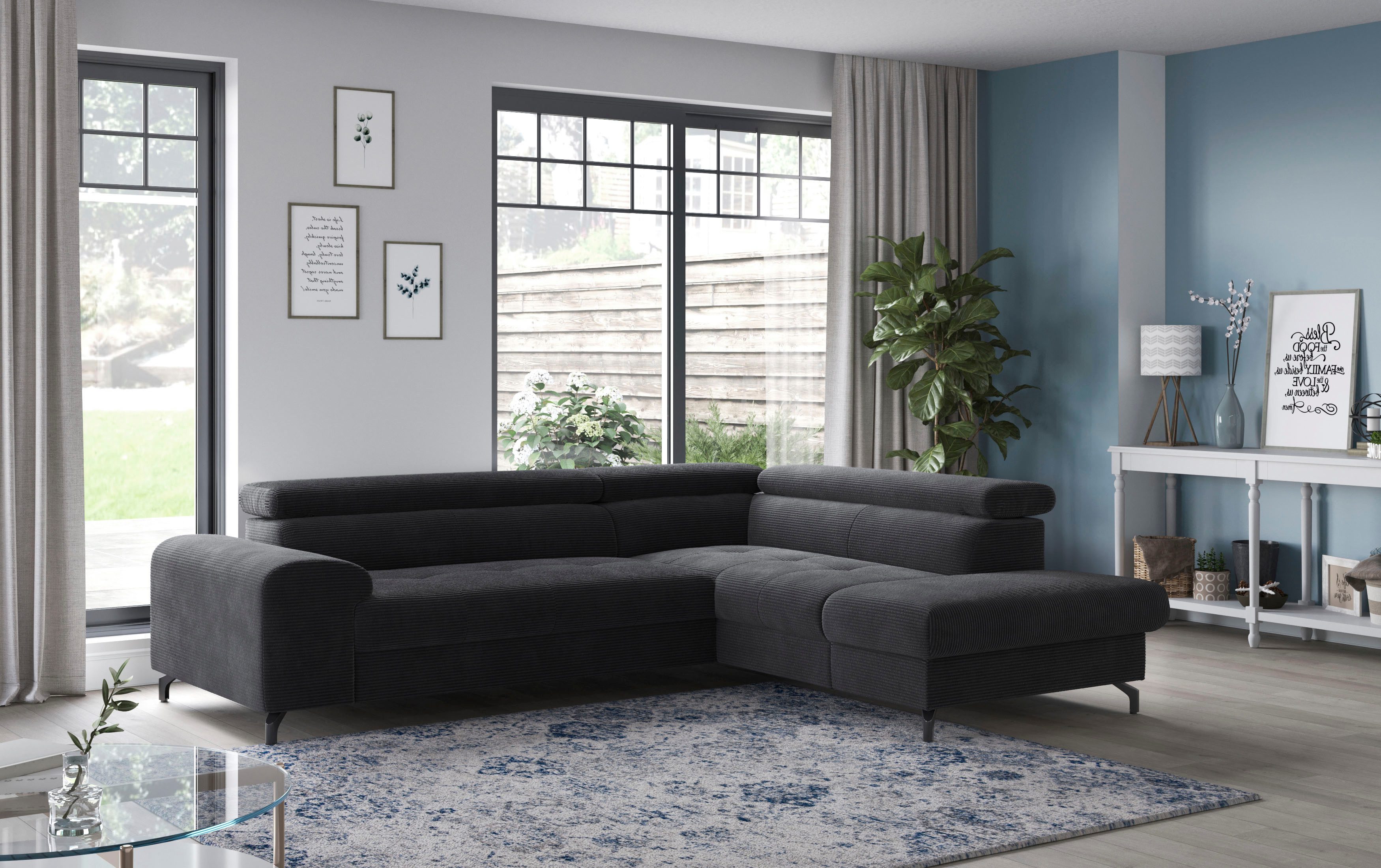 COTTA Ecksofa Aura L-Form, B: 260 cm, mit Bettfunktion, Bettkasten & Kopfteilverstellung