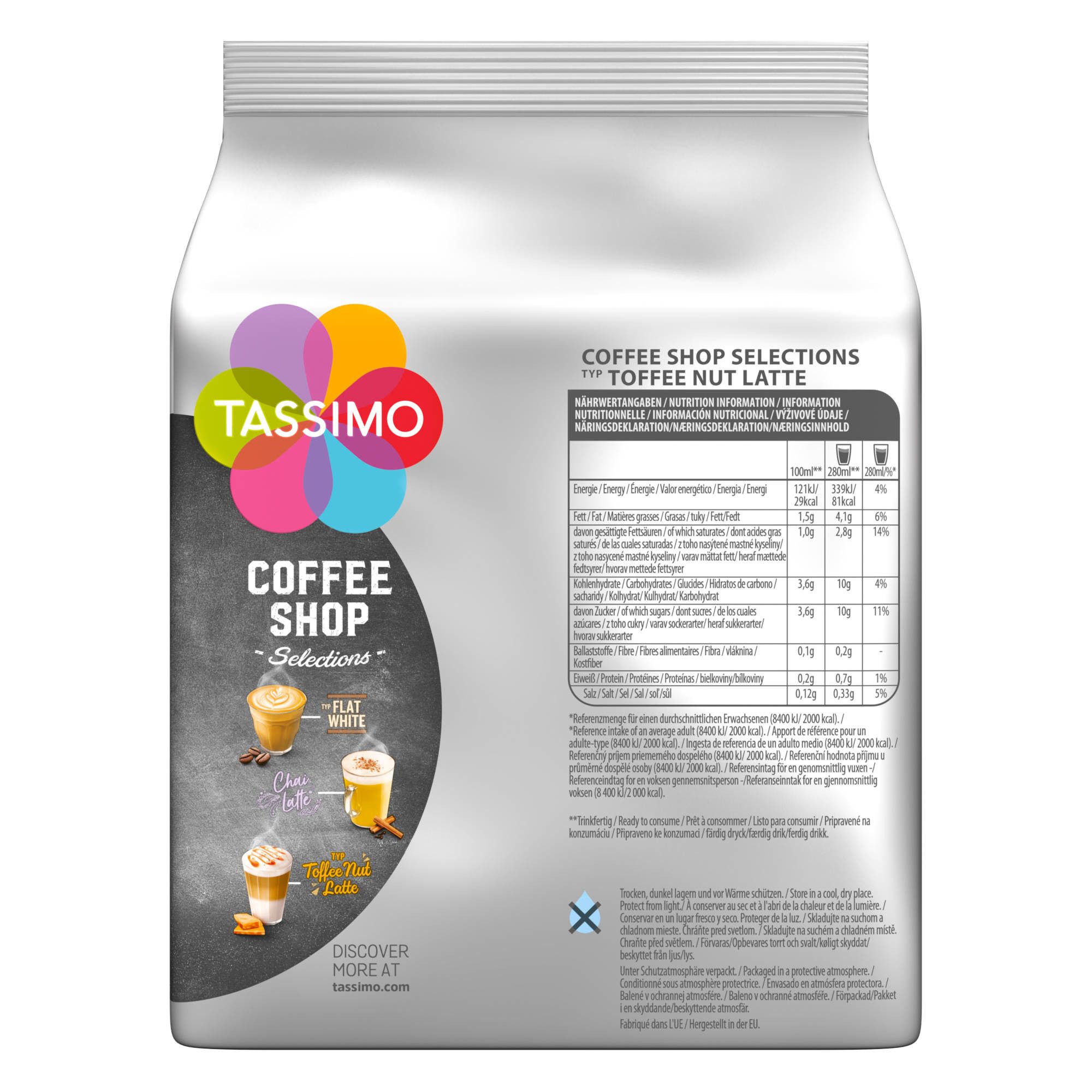 TASSIMO Kaffee Kapseln Toffee Nut Latte Coffee Shop Selections 40 Getränke, (Packung, 5er Pack)