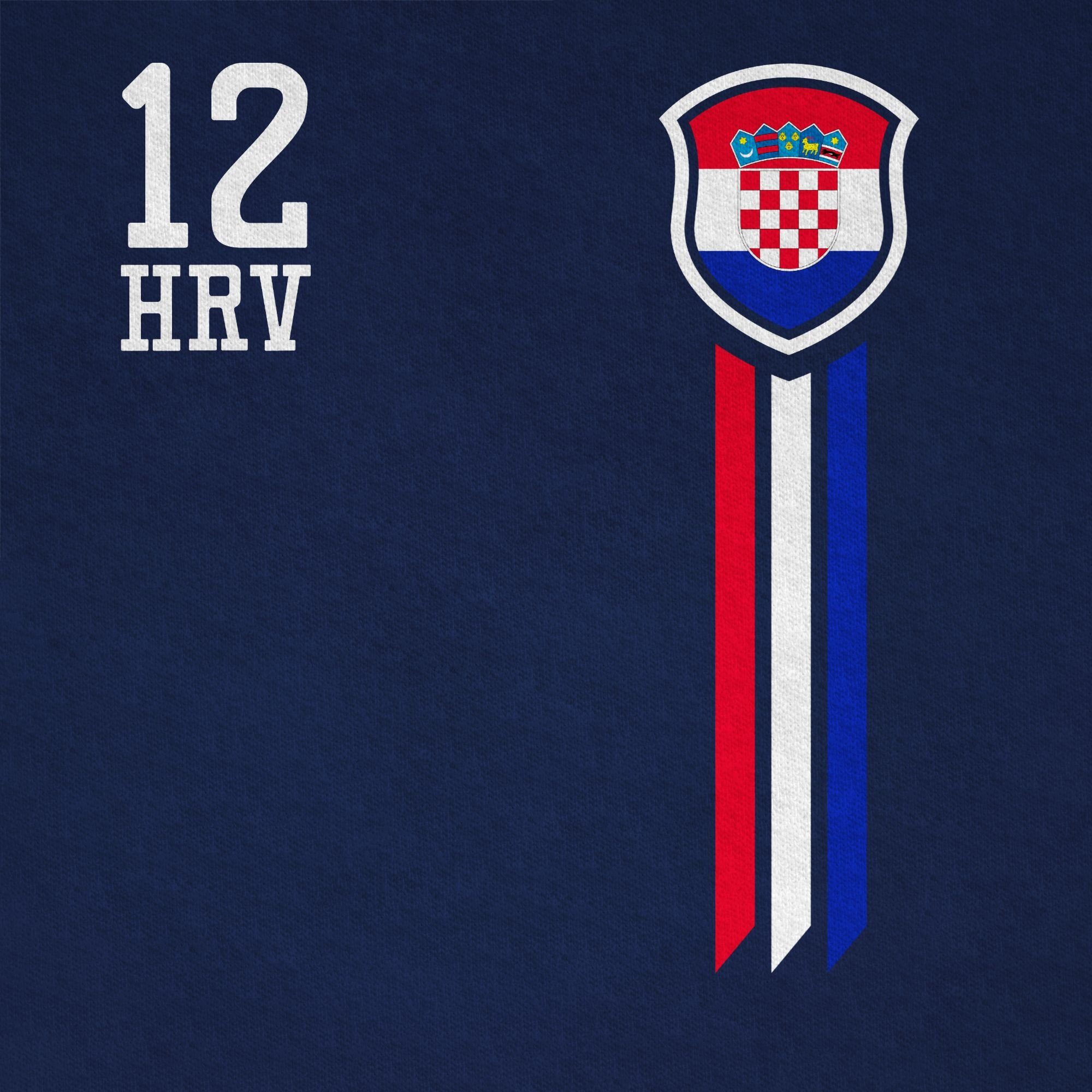 Fan-Shirt Dunkelblau EM T-Shirt Kroatien Kinder Fussball Shirtracer 12. Mann 2024 1