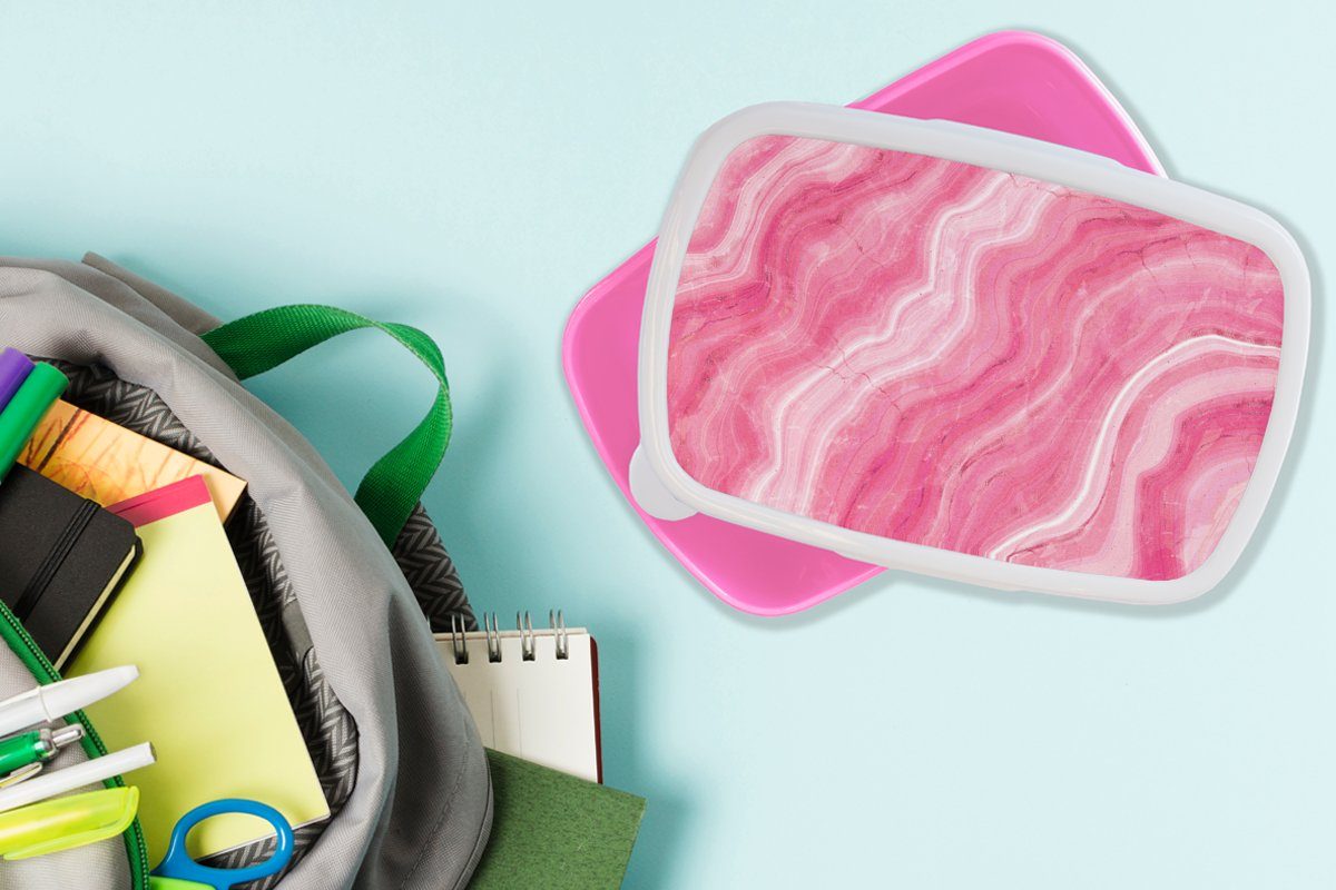 Kunststoff, - Kunststoff Rosa - Erwachsene, Brotbox - Achat (2-tlg), für MuchoWow Brotdose Kristall Geode Lunchbox Geode, Snackbox, Kinder, Mädchen,