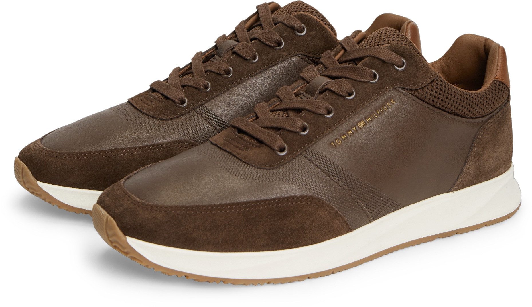 Tommy Hilfiger TH DRESSY RUNNER SUEDE MIX Sneaker Schnürschuh, Halbschuh, Freizeitschuh mit Logoschriftzug