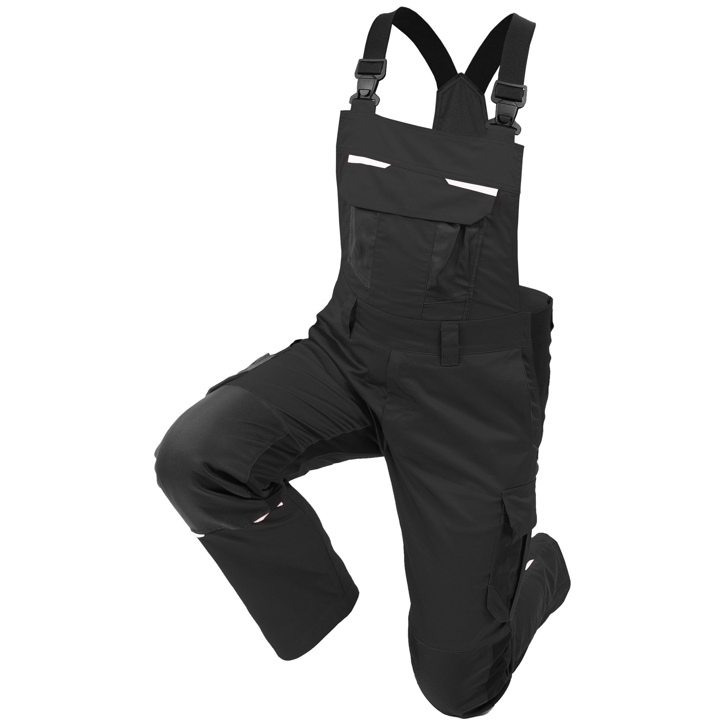 Qualitex Workwear Arbeitslatzhose Slim-Fit Latzhose Herren, strapazierfähig Stretch-Herren-Arbeitshose (1-tlg) xtra Strapazierfähig - Robust - Farbstabil - kratzfrei & metallfrei