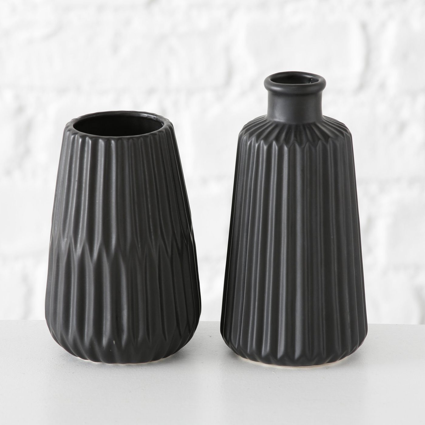 BOLTZE GRUPPE GmbH Dekovase Boltze Esko Vase schwarz 1013332 2er-Set (2 St)