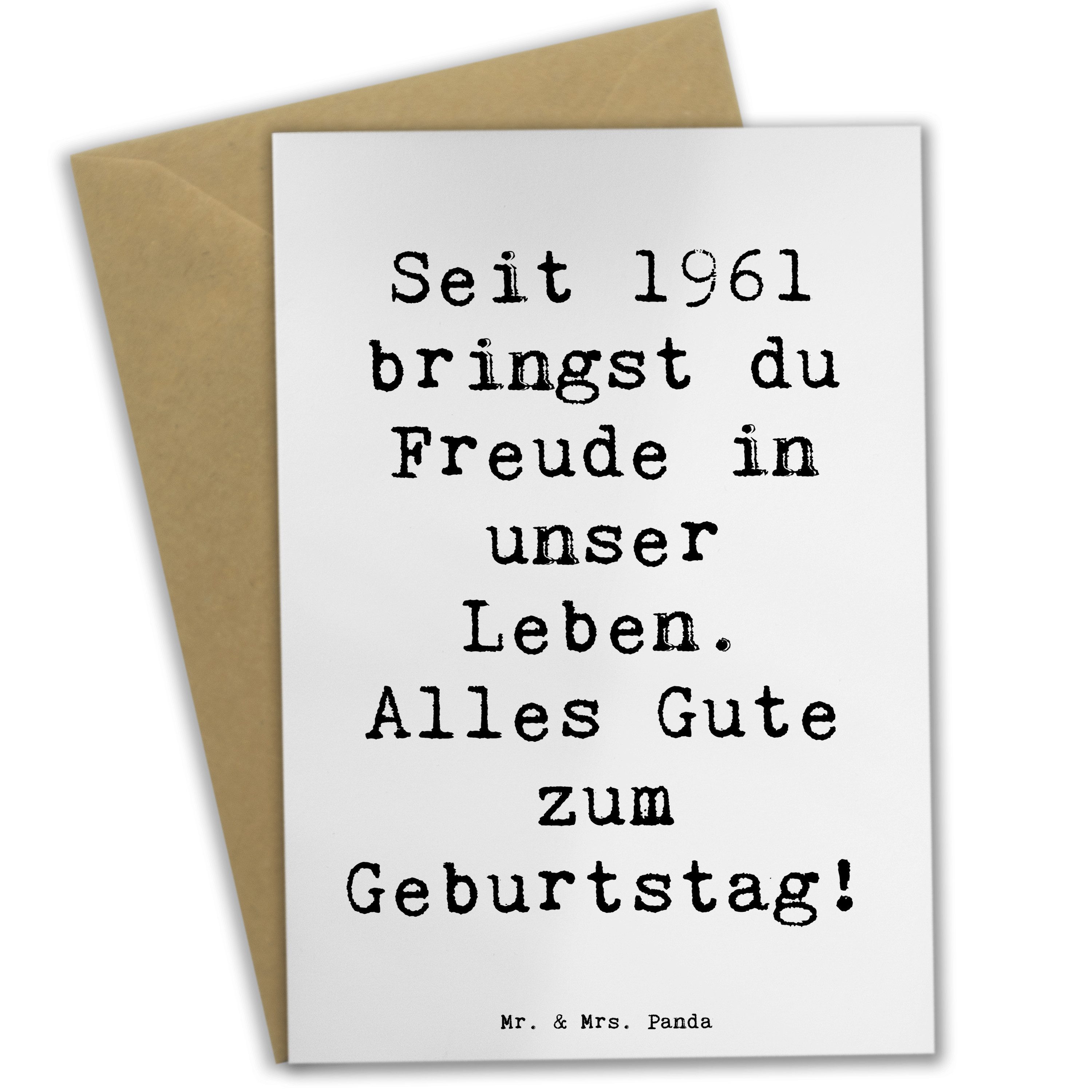 Grußkarte Spruch 1961 Geburtstag - Weiß - Geschenk, bringst Freude, Glückwunsch