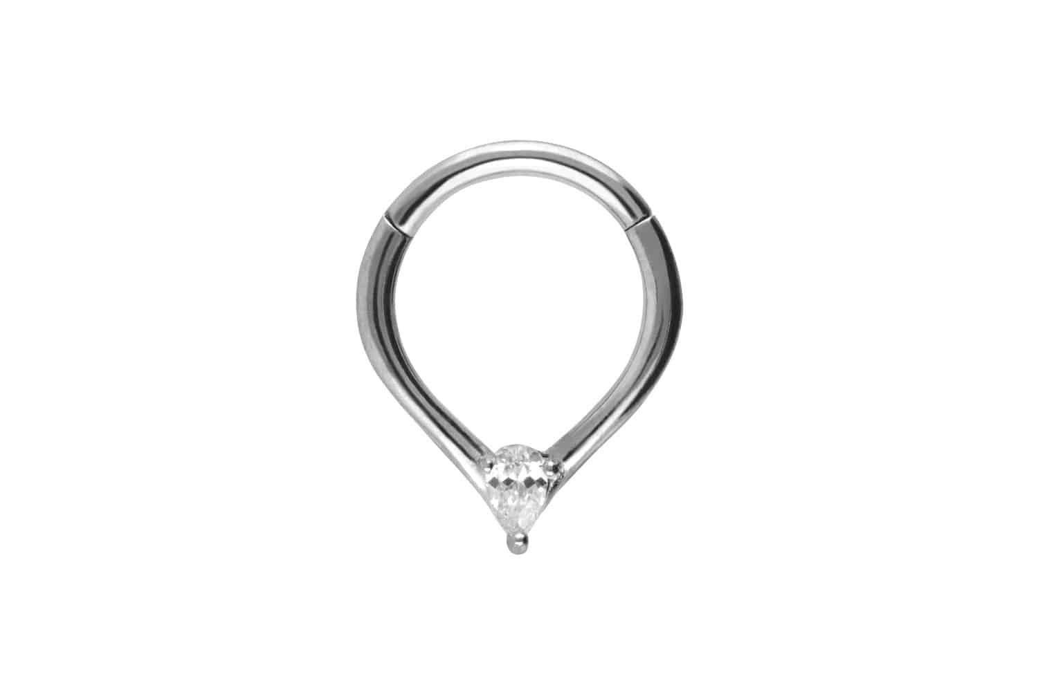 Piercing-Set Chirurgenstahl Segmentring Clicker TROPFEN + KRISTALL