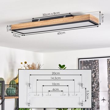 hofstein Deckenleuchte »Vacil« modernes Deckenpanel aus Metall/MDF in Schwarz/Weiß/Holzoptik, 3000 Kelvin, 18 Watt, 1000 Lumen, längliche Deckenlampe in flachem Design