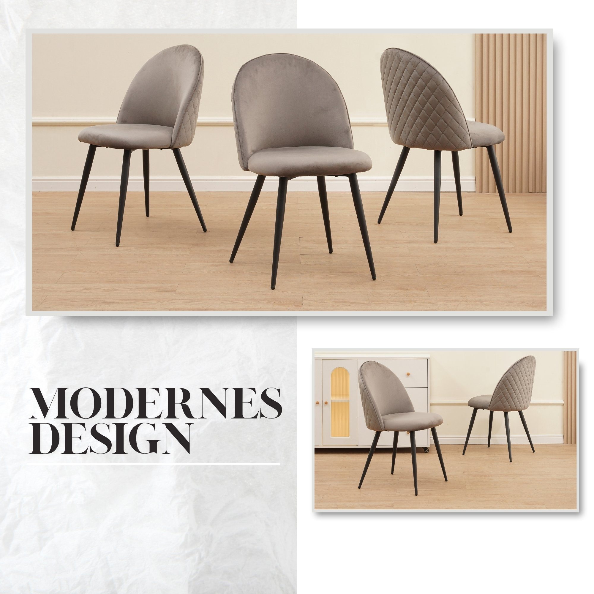 Albatros International Esszimmerstuhl Esszimmerstuhl CAPO Samt 4er Set Grau günstig online kaufen