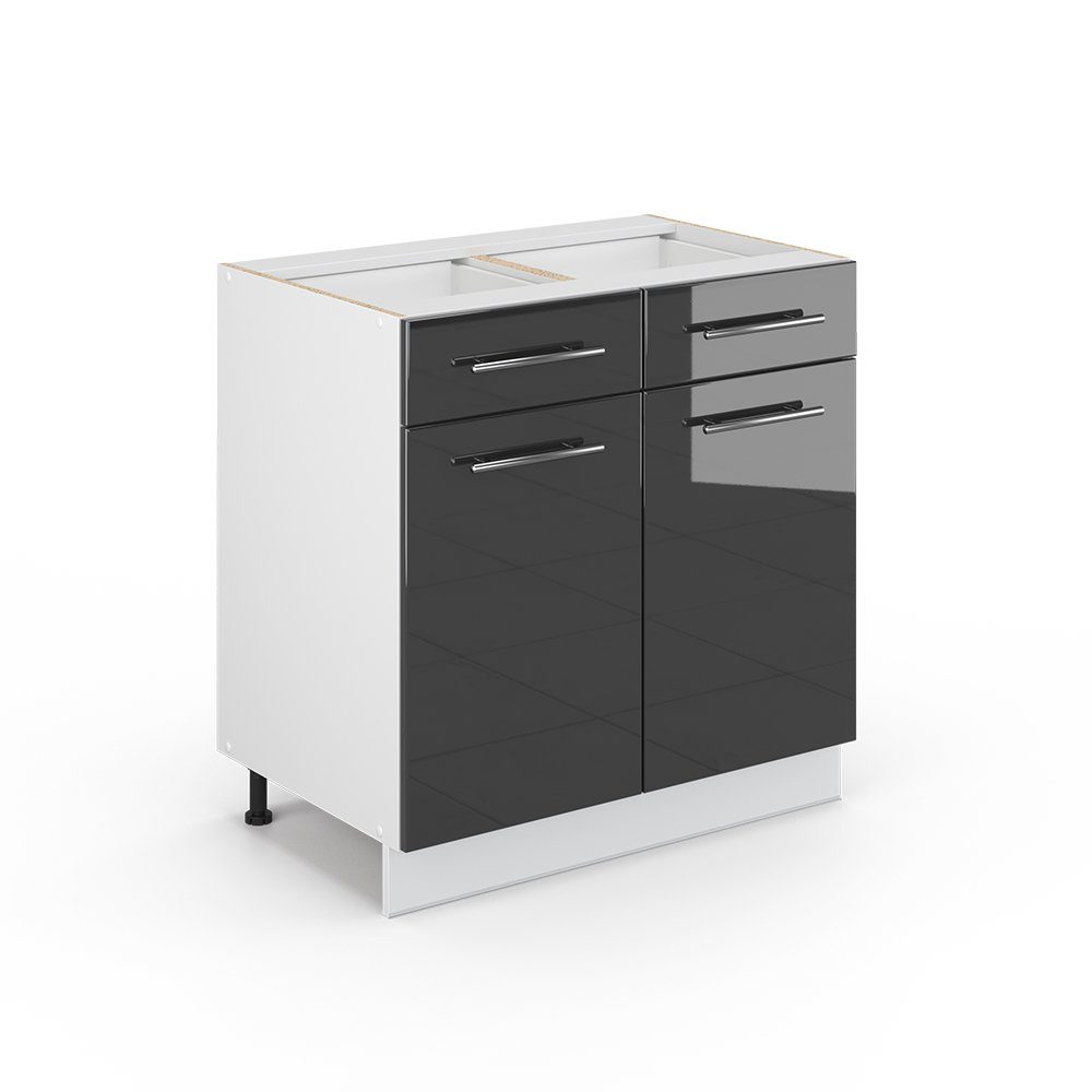 Vicco Unterschrank Fame-Line, Anthrazit Hochglanz/Weiß, 80cm günstig online kaufen