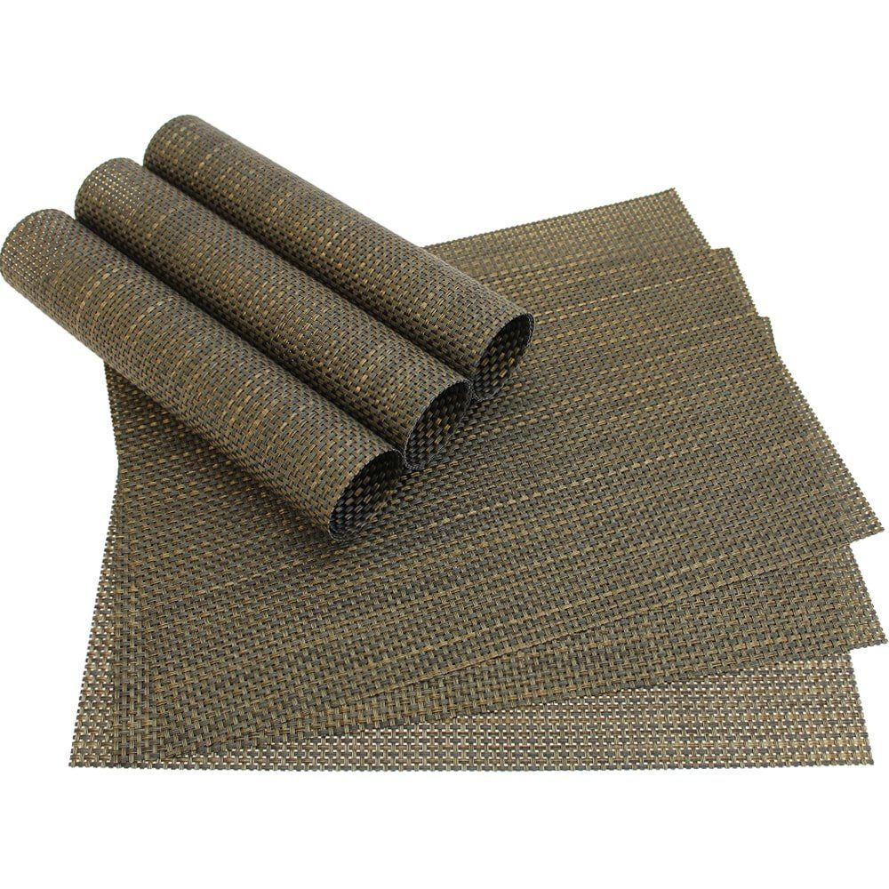 matches21 HOME & HOBBY Platzset Tischset ELEGANCE schwarz gold 6er Tischunterlage als Tischdeko, (6-St), modernes Esstisch Platzdeckchen als abwaschbarer Tischuntersetzer