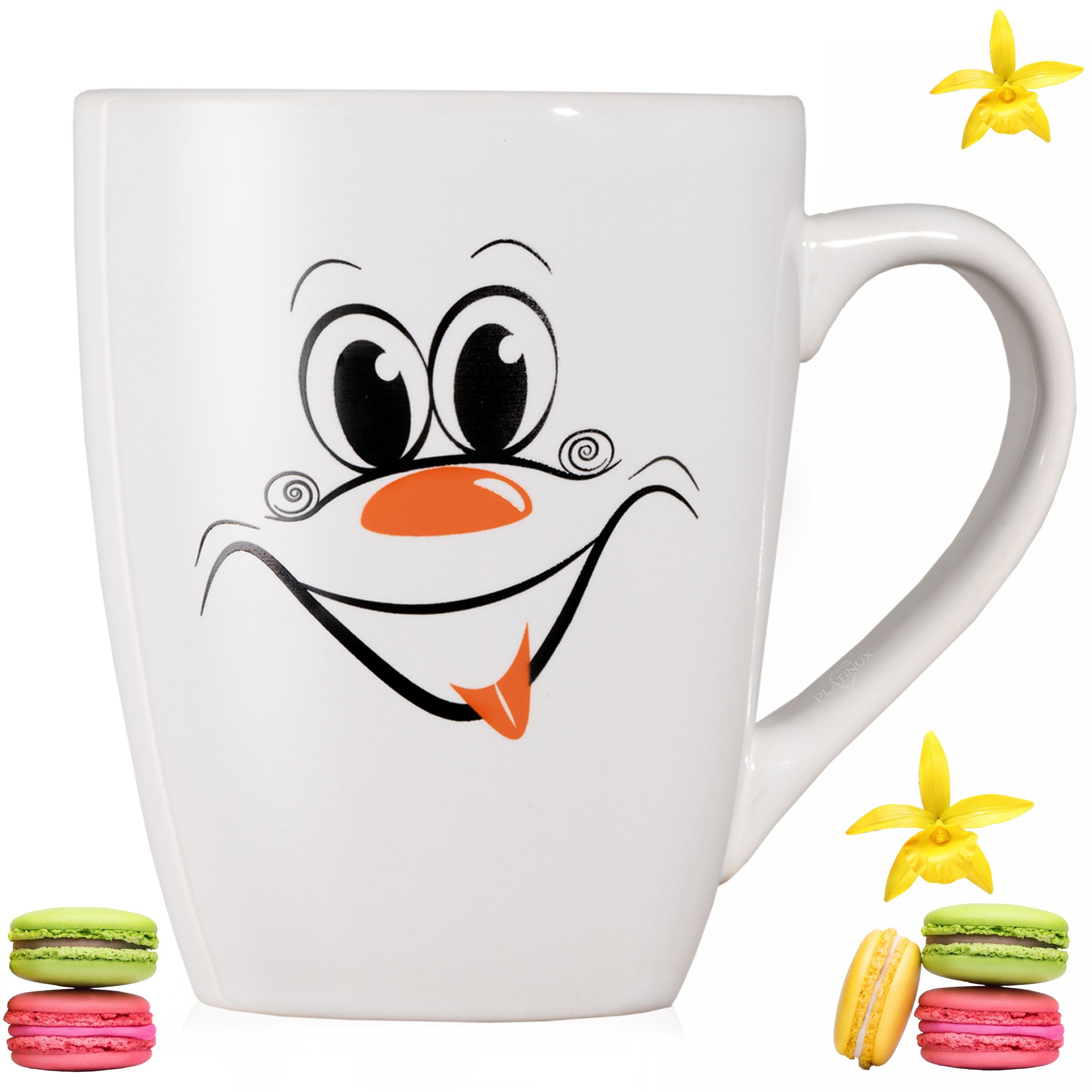 250ml Motiv 300ml) Kaffeebecher lustigem Orange, Teetasse mit (max. lachendem Tasse PLATINUX Kaffeetasse Teebecher Keramik, Karneval