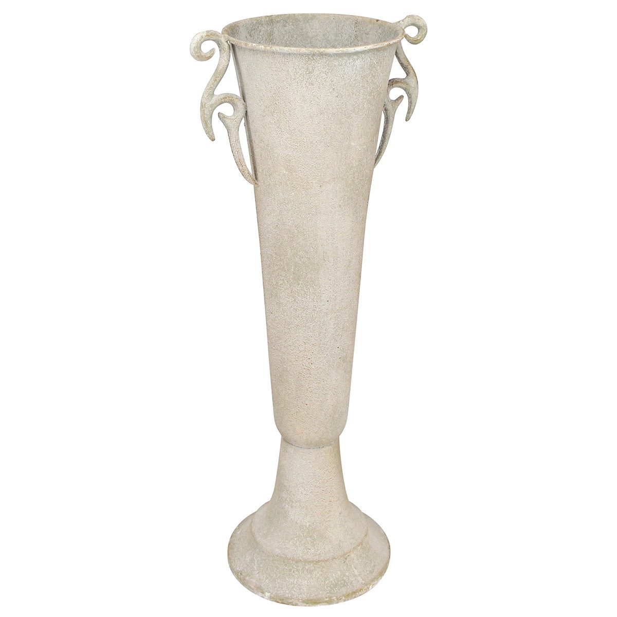 Dekoschale Deko-Pokalvase Antik-Stil Metall Grau, Rustikale Blumenvase Ø15cm