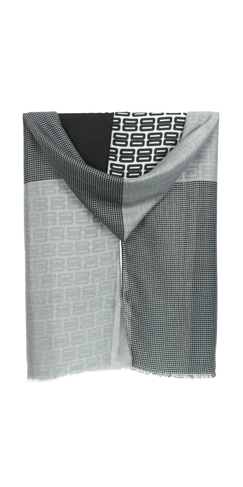 mit Modeschal Blockmuster, Viskose grau "Vichy" ZEBRO farblichen edle Webschal