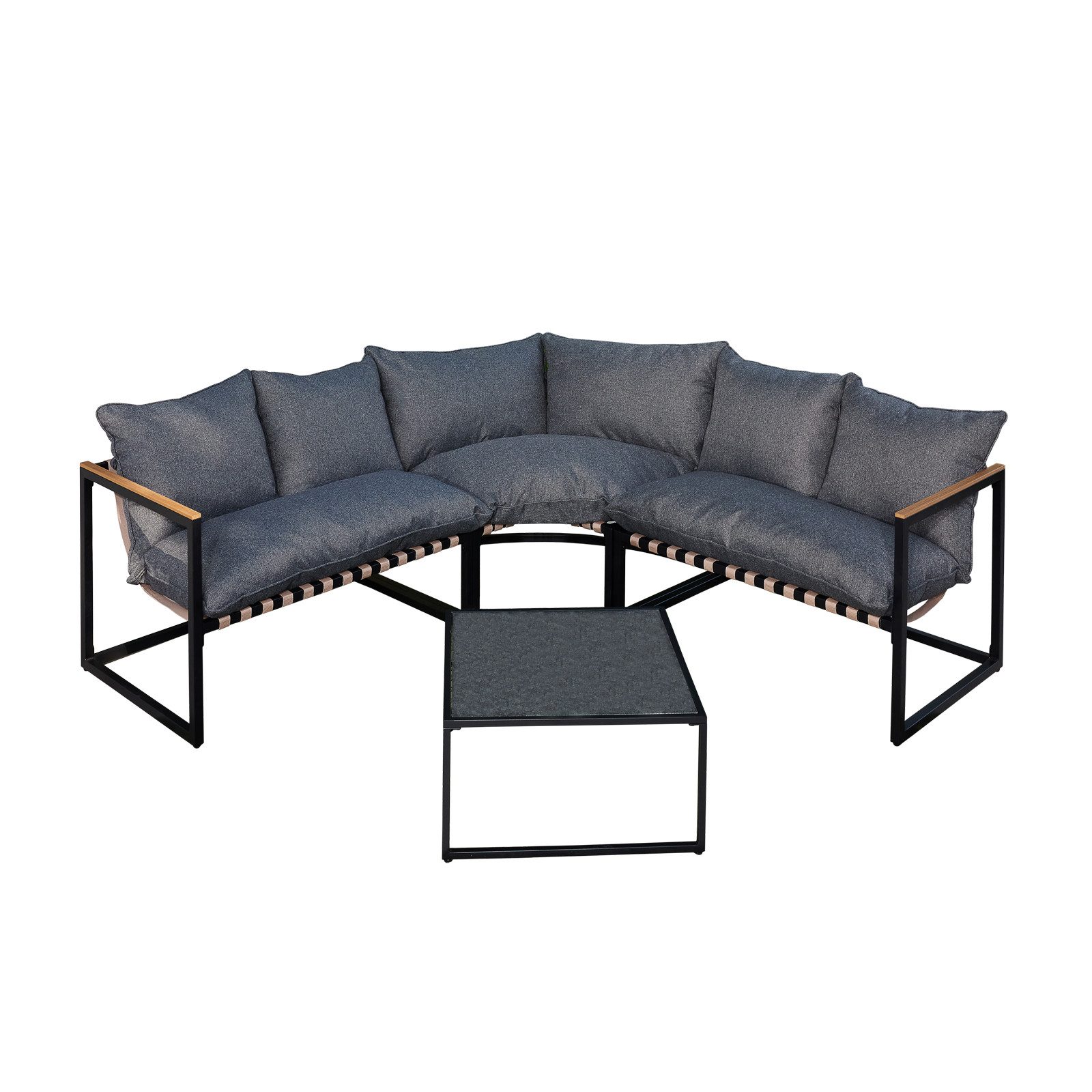 HTI-Living Gartenlounge-Set Terrassenmöbel Ecklounge Cirella, (Set, 2-tlg., 1x Eckbank, 1x Tisch, inkl. Kissen), Sitzgruppe Garten Eckbank Tisch