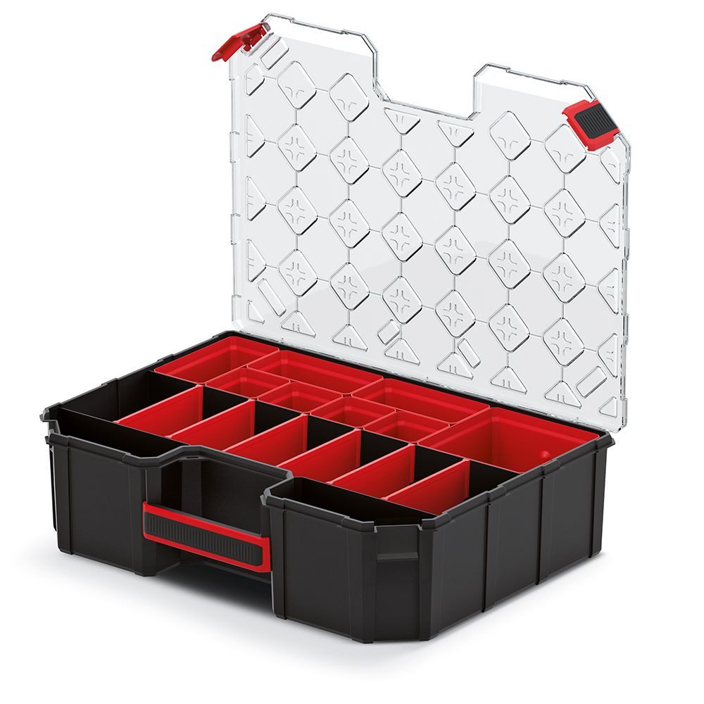 Prosperplast Werkzeugkoffer Kistenberg Sortimentsbox TAGER CARBO ORGANIZER KTGC403010BS Becher +