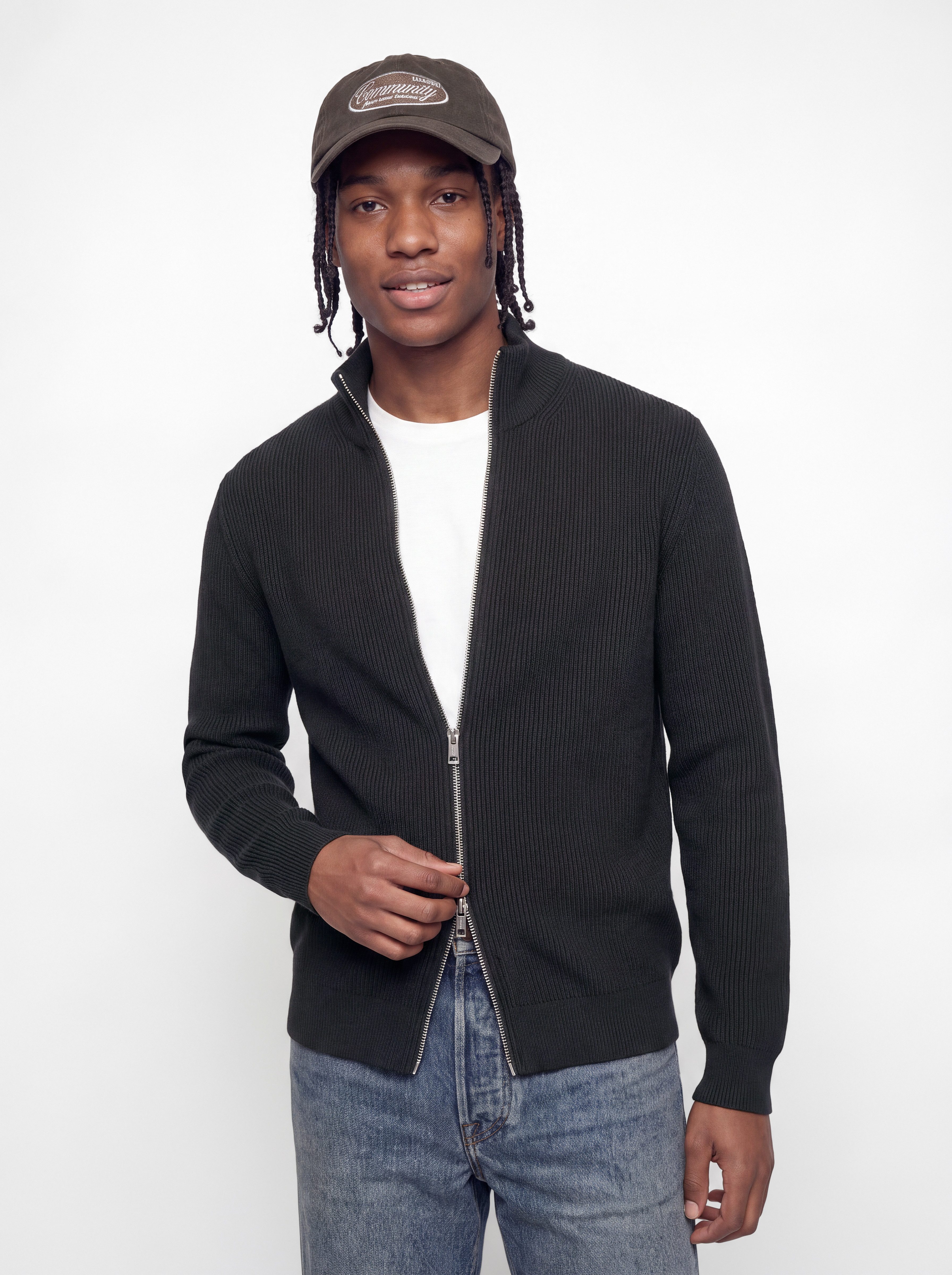 Jack & Jones Strickjacke JJEPERFECT RIB KNIT FULL ZIP CARDIGAN SN Baumwollmischung, mit Reißverschluss