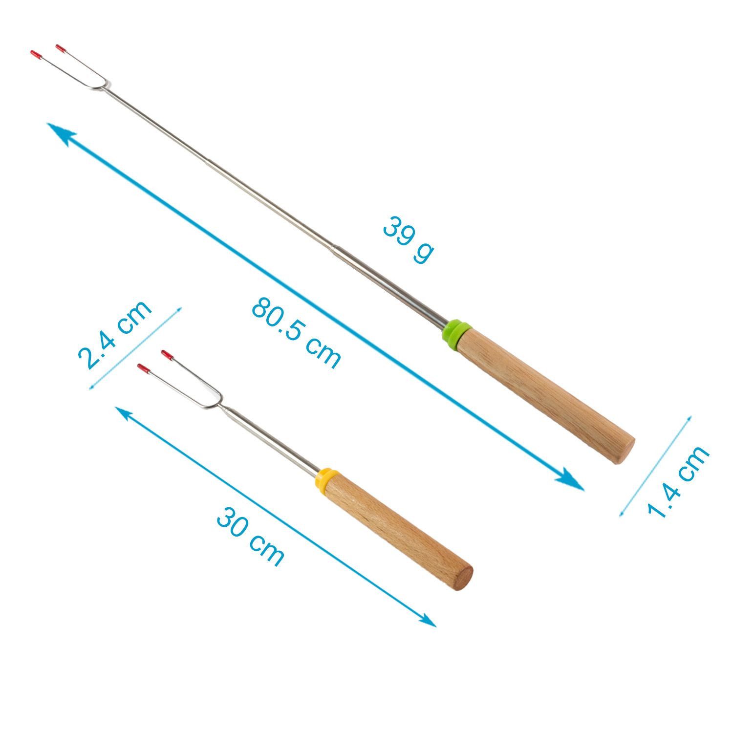 Intirilife Grillspieß (8-St), 8x Grillspieße aus Edelstahl mit Aufbewahrungstasche - 30 bis 80.5 cm
