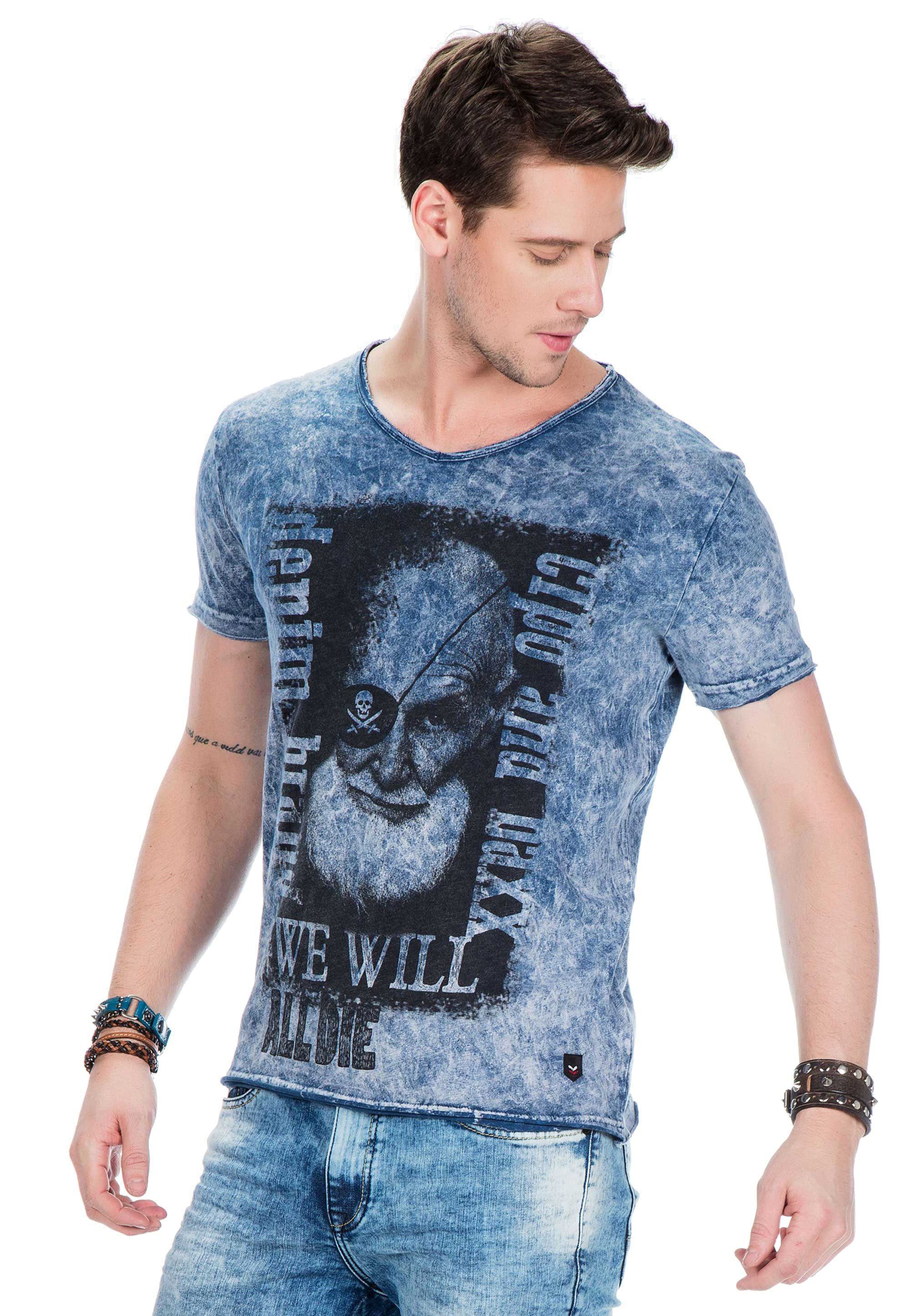 Cipo blau tollem T-Shirt Baxx mit Frontprint &