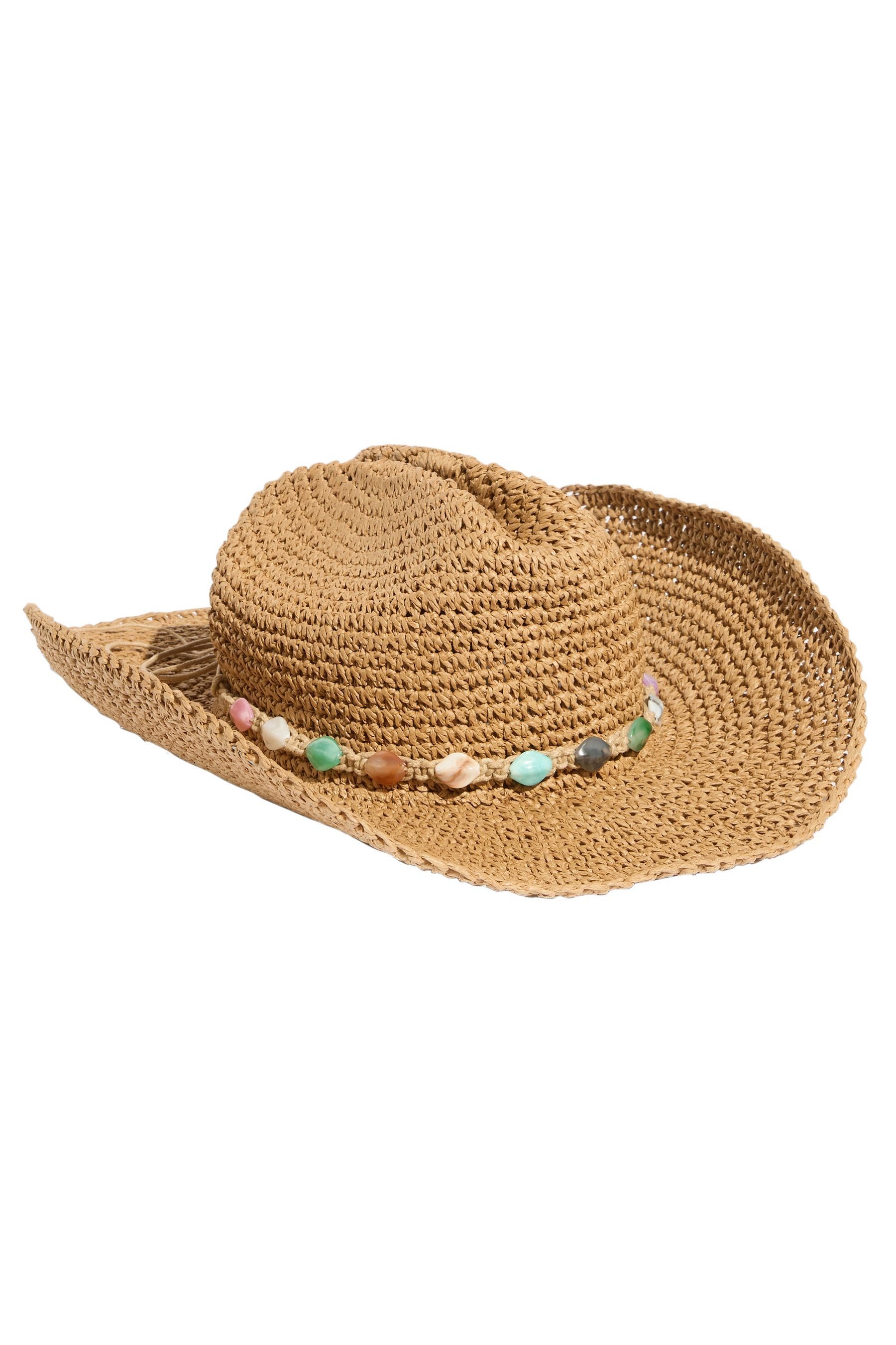 LIPSY Cowboyhut Lipsy Cowboyhut mit Raffiabesatz (1-St)