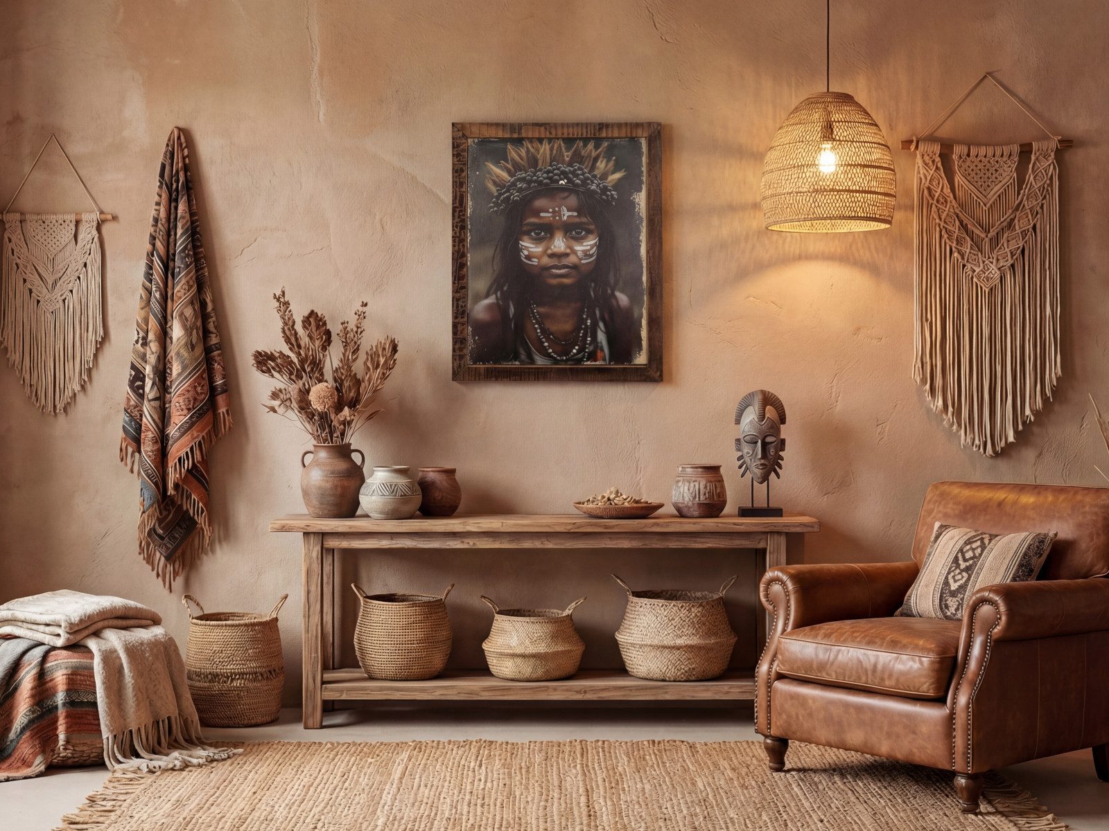 massivum Wandbild Wandbild - Spirit of Earth, Holz Ethno Boho Stil Wanddeko