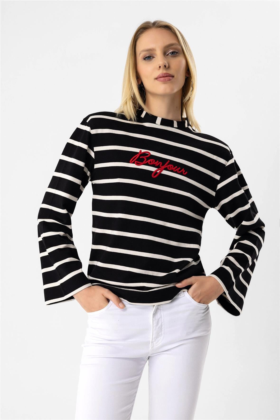 Kapuzensweatshirt Gestreiftes Sweatshirt