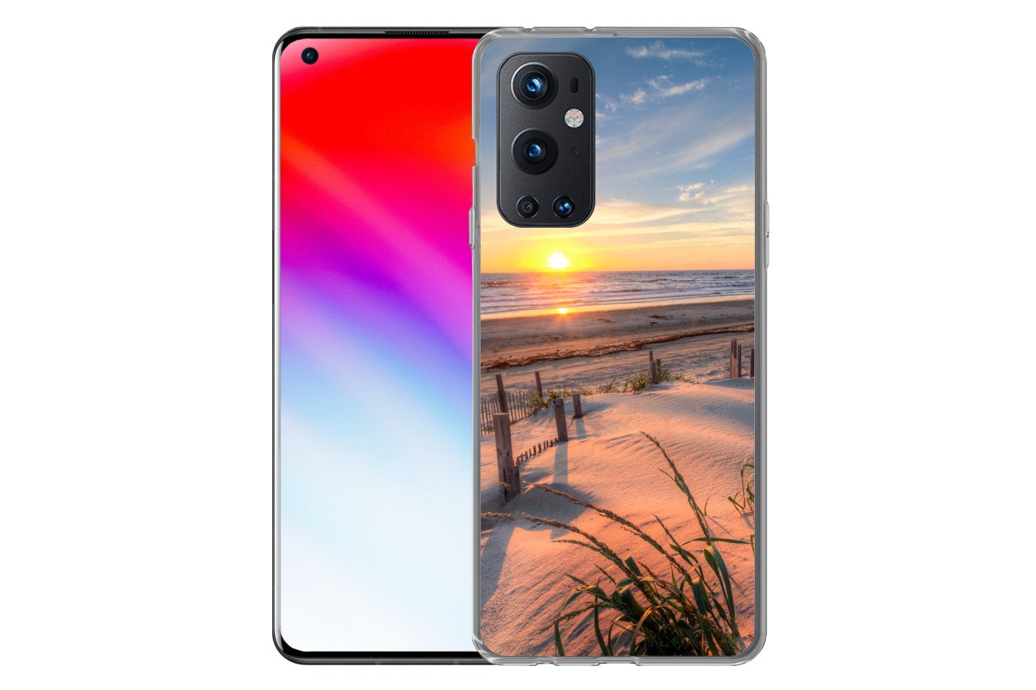 MuchoWow Handyhülle für OnePlus 9 Pro Strand - Meer - Düne - Sonnenuntergang - Landschaft, Phone Case, Silikon, Schutzhülle Dünn