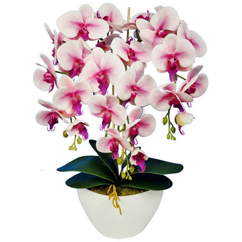 Kunstblume Orchidee, damich, Höhe 60 cm, Künstliche Orchidee im Blumentopf
