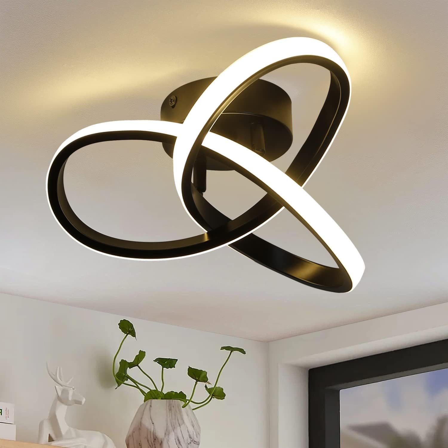 Nettlife LED Deckenleuchte Dimmbar 40CM Geometrie Design Wohnzimmer Deckenlampe fernbedienung, LED fest verbaut, Augenschutz