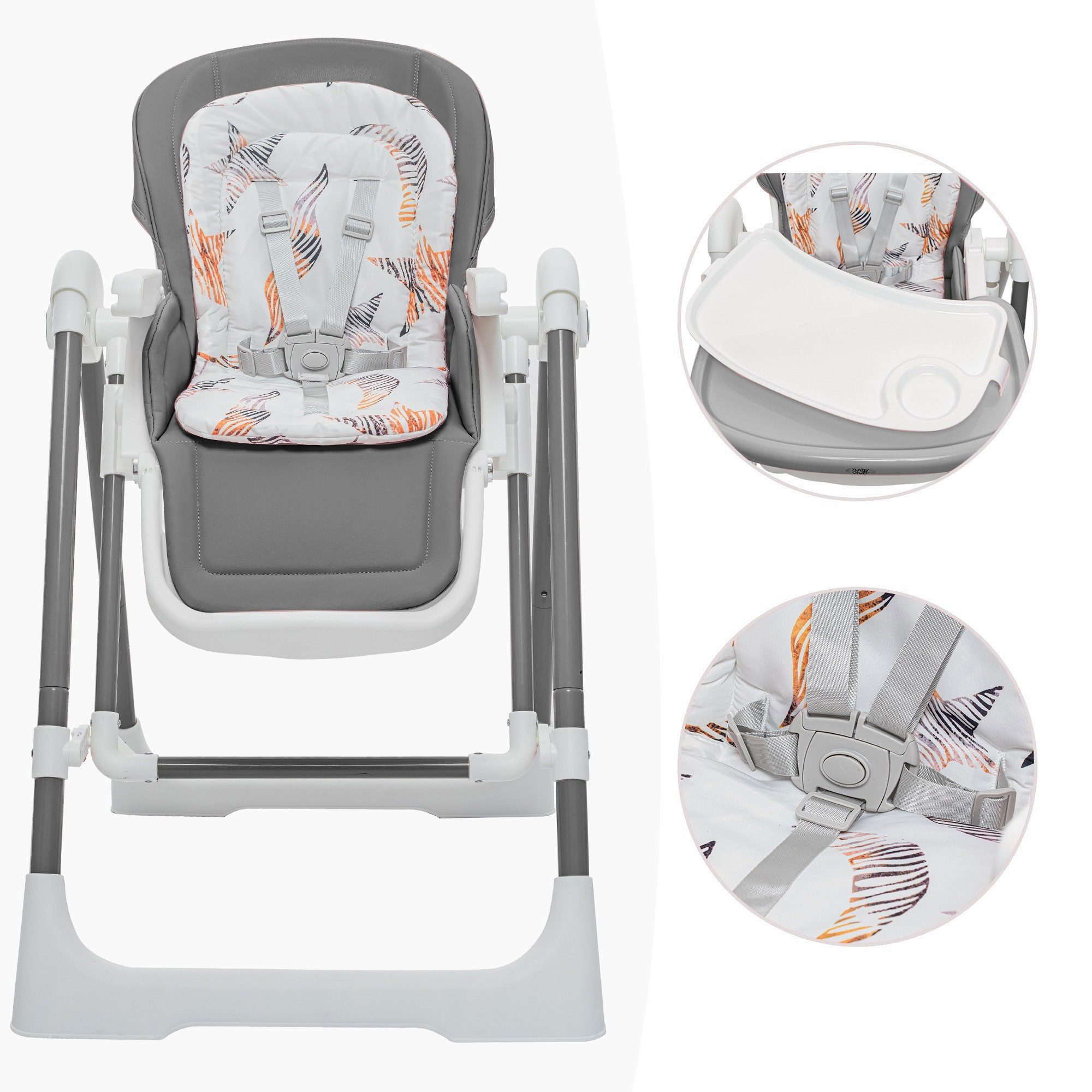 Baby Vivo Hochstuhl Kinderhochstuhl 3in1 / Babywippe für Kinder - Lulu in Grau