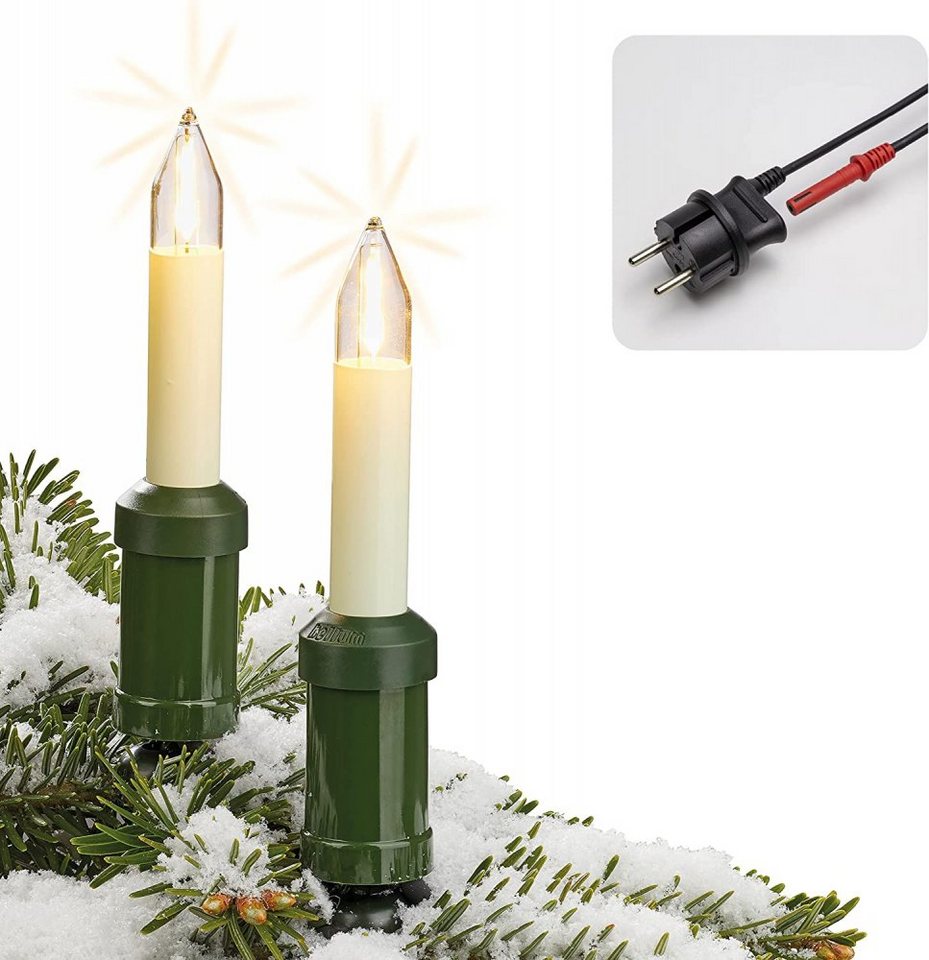 LED-Filament-Schaftkerzenkette Lichterkette elfenbein Hellum 30er außen Hellum