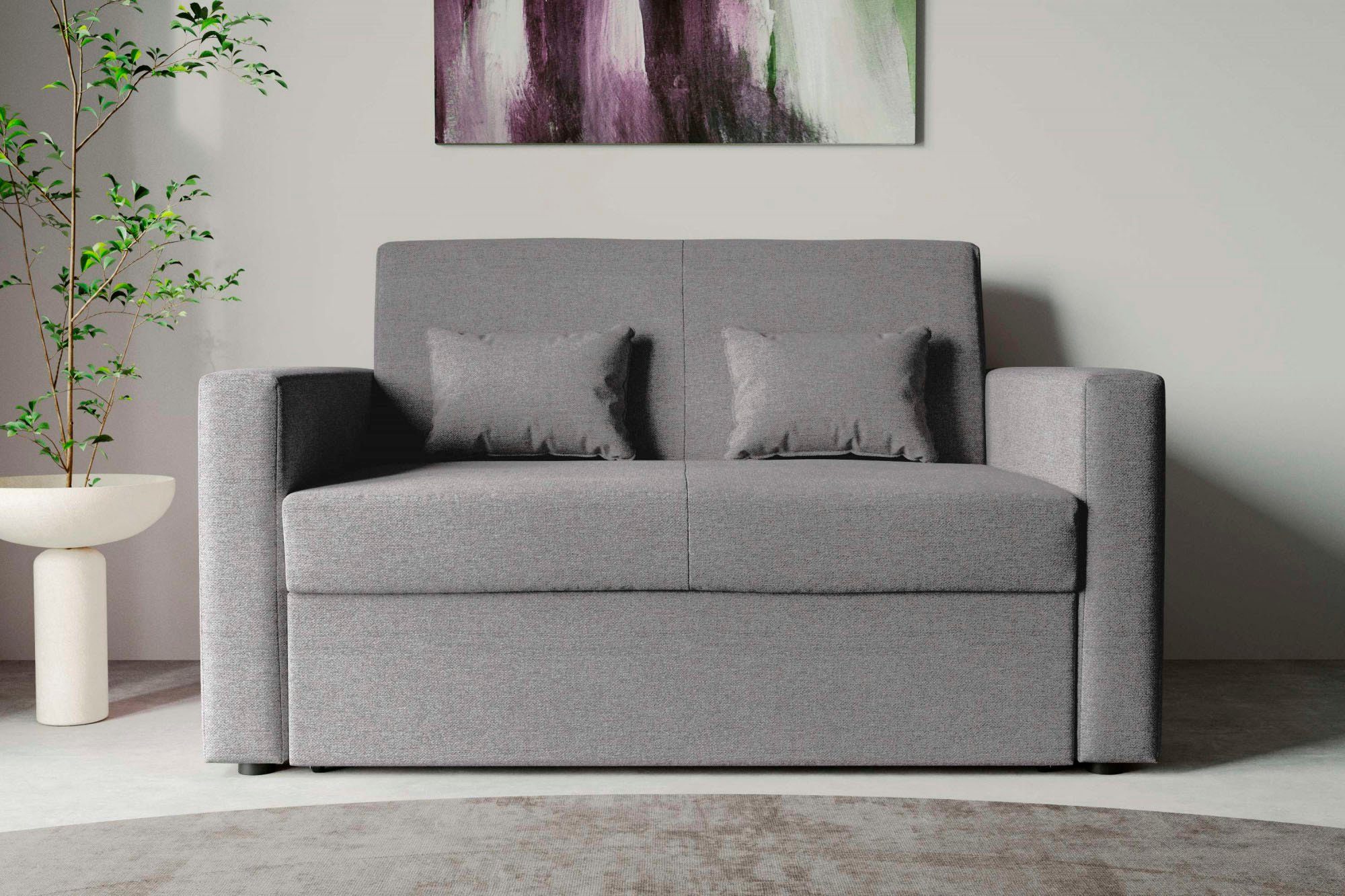 INOSIGN Schlafsofa Ravena, kompaktes 2-Sitzer Sofa, mit Bettfunktion silber