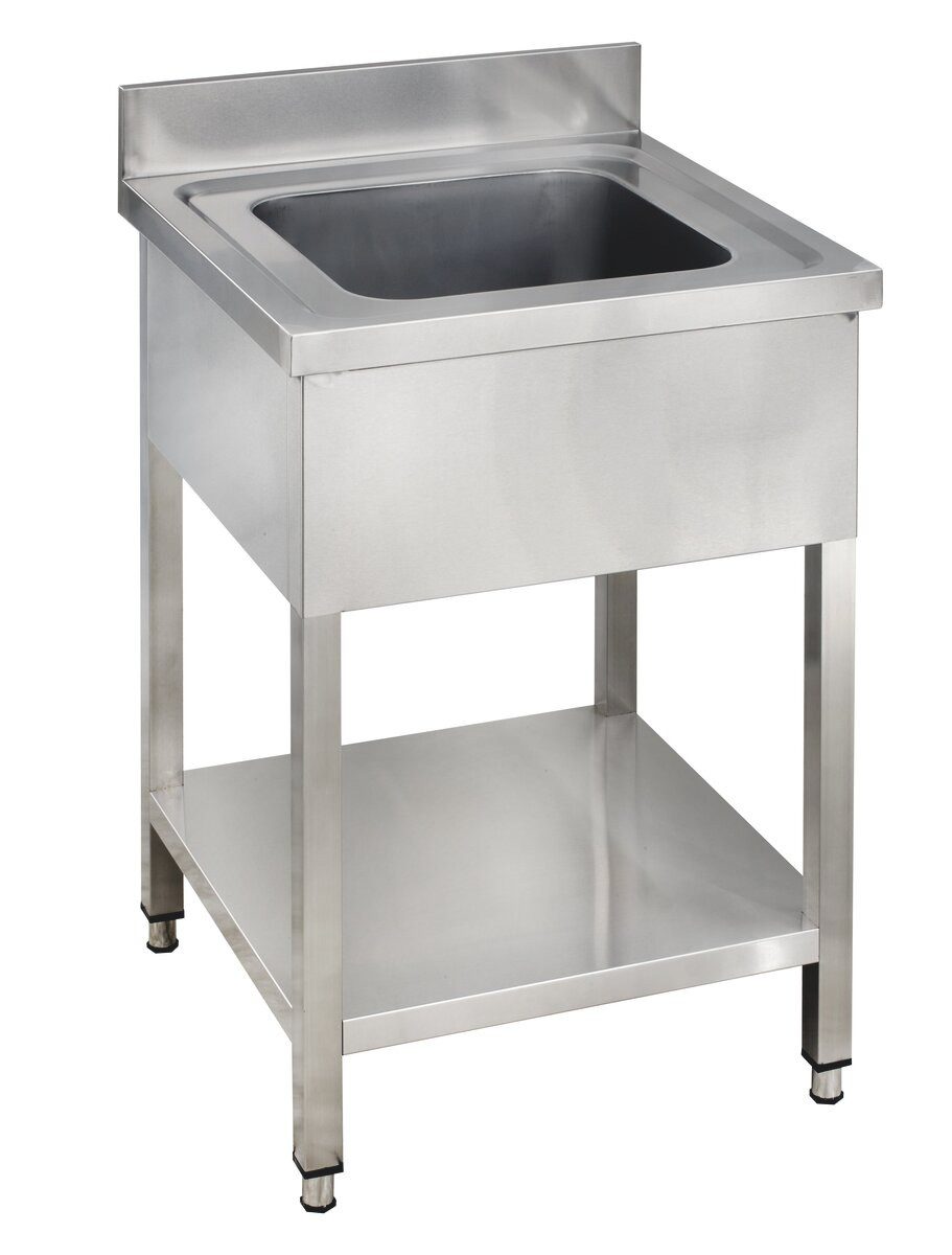 GastroHero Arbeitstisch Spültisch 60x70 cm - Edelstahl mit Becken - Gastro - Spüle