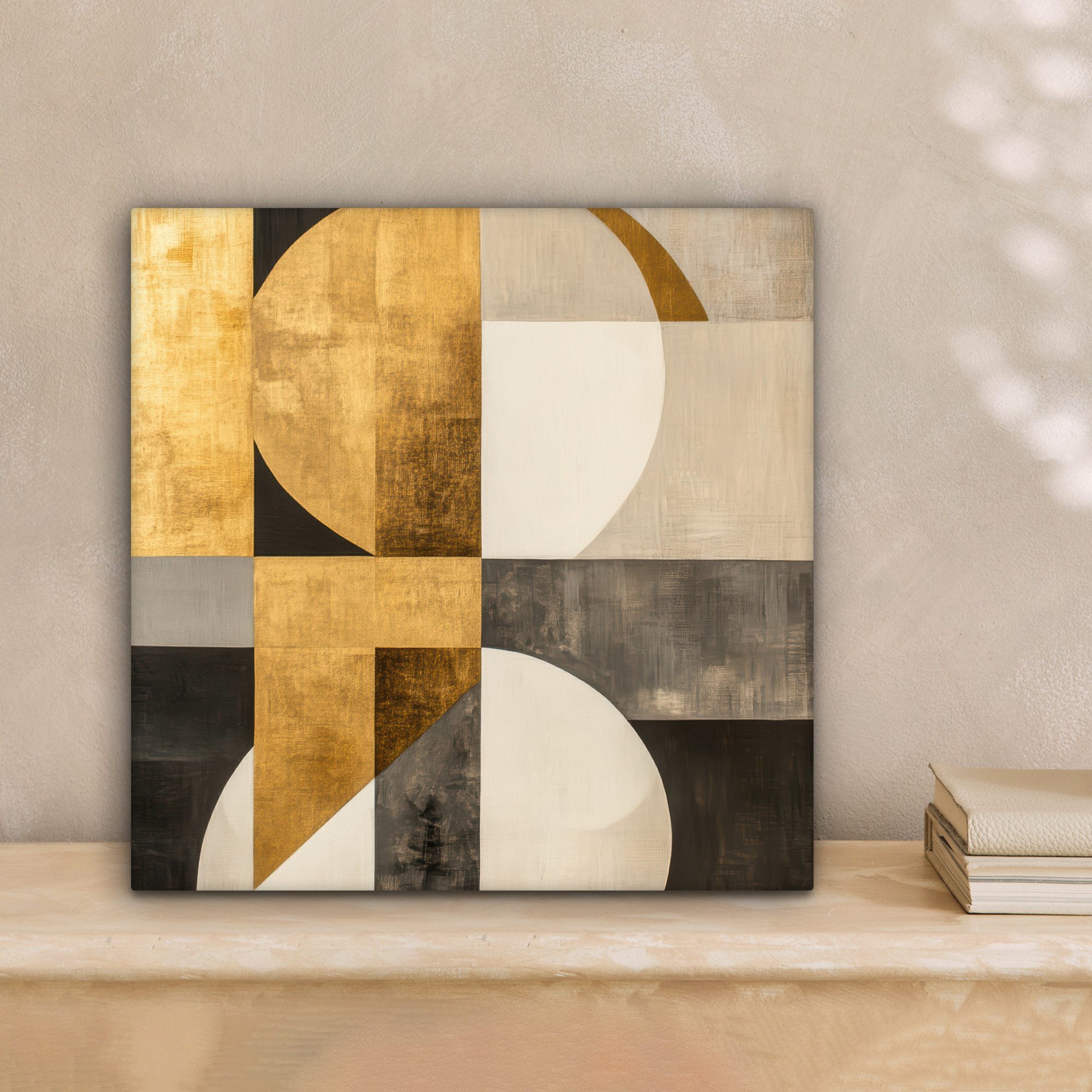 OneMillionCanvasses® Leinwandbild Abstrakt - Gold - Grau - Formen - Geometr günstig online kaufen