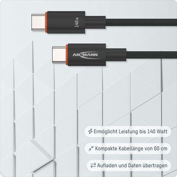 ANSMANN AG Ladekabel 60 cm USB Typ C mit bis zu 140 W Leistung Smartphone-Kabel