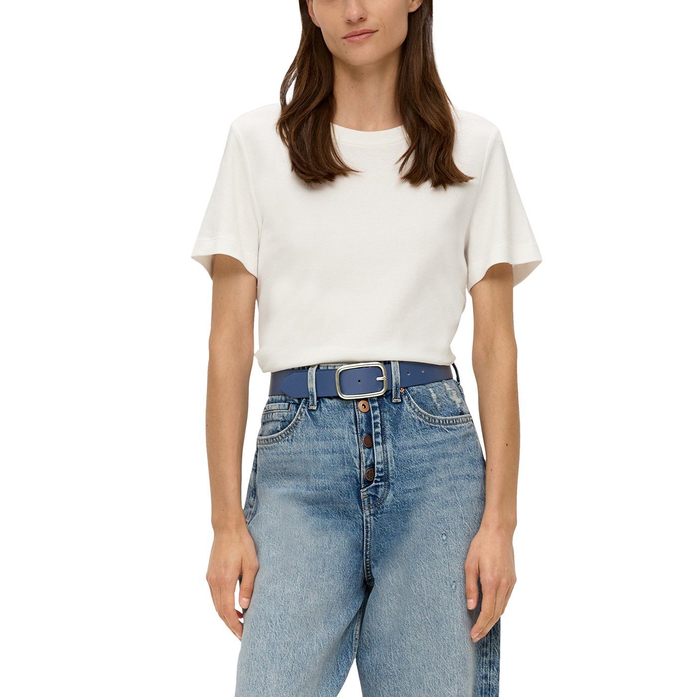 s.Oliver Ledergürtel Damen Taillengürtel Gürtel Belt Ledergürtel Blau 21346 günstig online kaufen