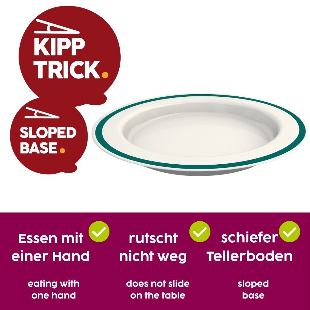 Ornamin Geschirr-Set Demenz-Set, Pflege-Set (3-tlg), 1 Personen, Qualitätskunststoff, Esshilfe l Trinkhilfe l Alltagshilfe l Made in Germany