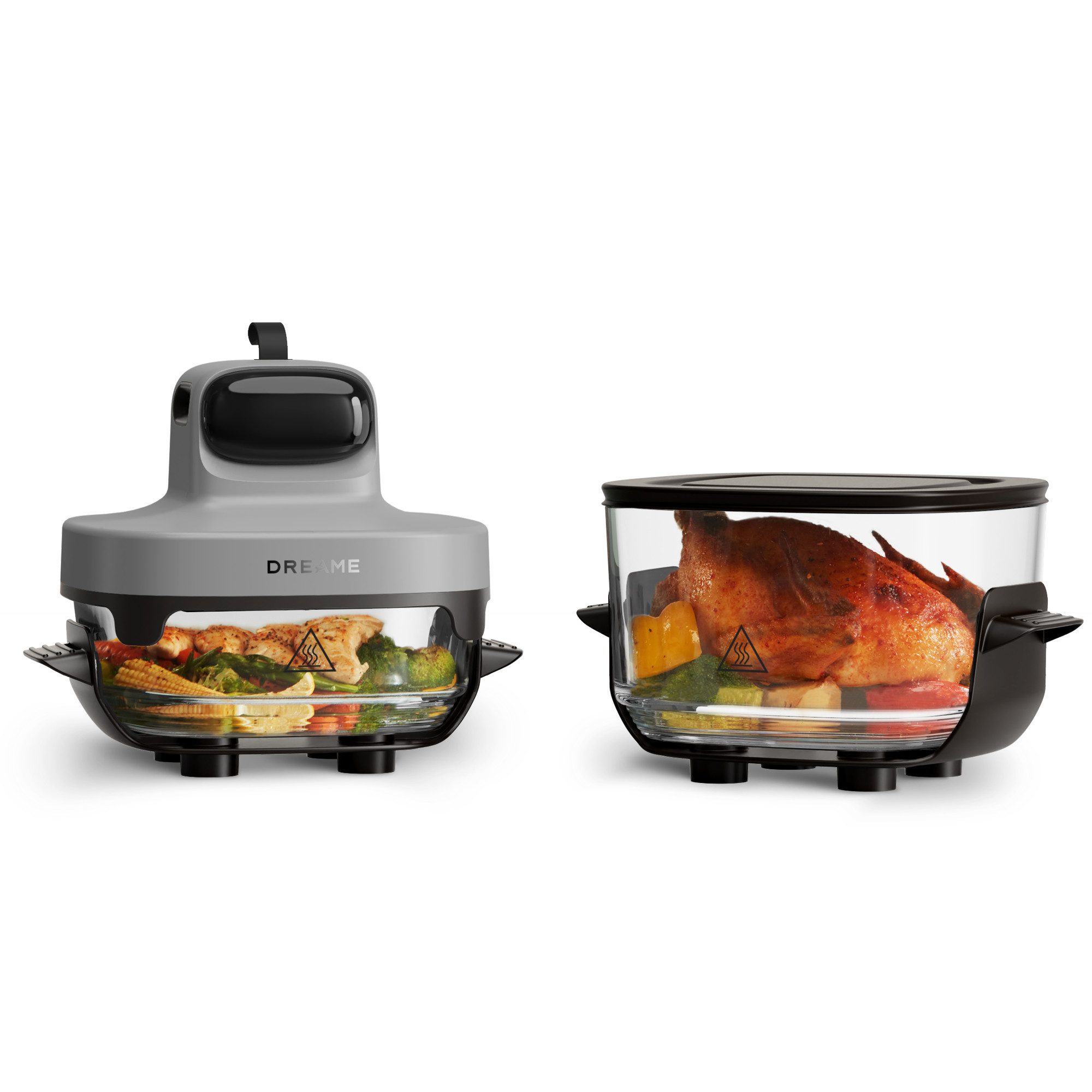 Dreame Heißluftfritteuse Tasti PT60, 1500 W, 2 Glasbehälter, 1500 Watt, Fritierplatte